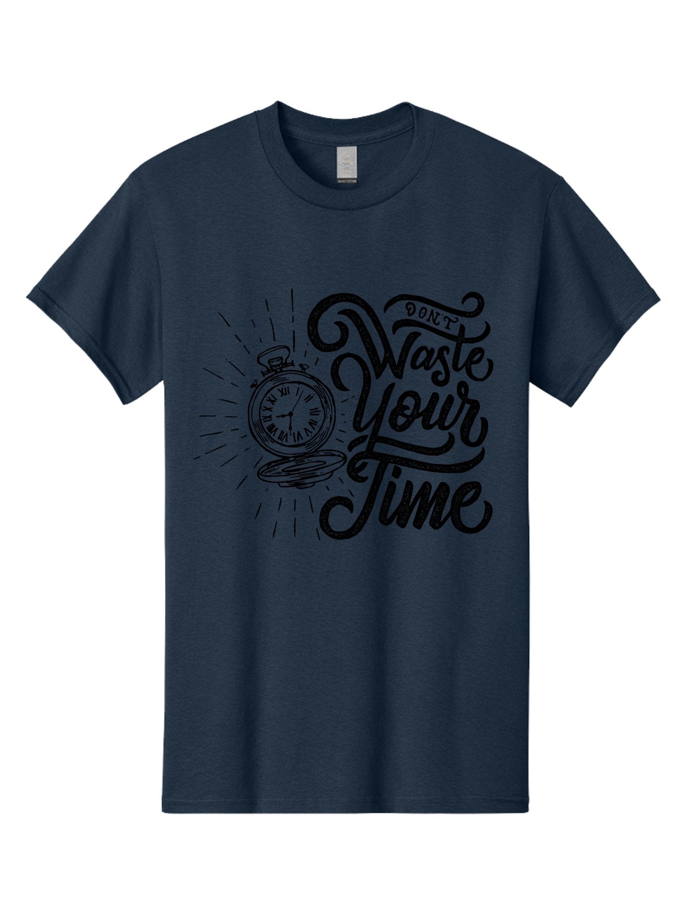 Don-T-Waste-Your-Time-1 Men'S Graphic Tee, 100% Cotton, Comfortable Casual Summer Wear, Machine Washable, Pocket Watch, Motivational Quote, Time Management, Productivity, Inspirational Saying, Vintage Clock, Productivity Tip, Time Is Money Aab243 15
