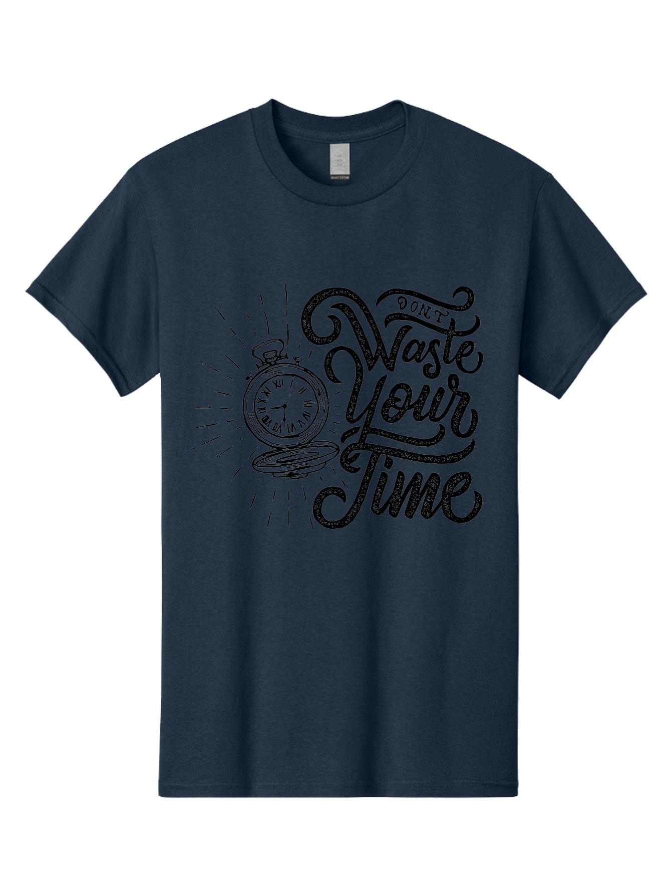 Don-T-Waste-Your-Time-1 Men'S Graphic Tee, 100% Cotton, Comfortable Casual Summer Wear, Machine Washable, Pocket Watch, Motivational Quote, Time Management, Productivity, Inspirational Saying, Vintage Clock, Productivity Tip, Time Is Money Aab243 19
