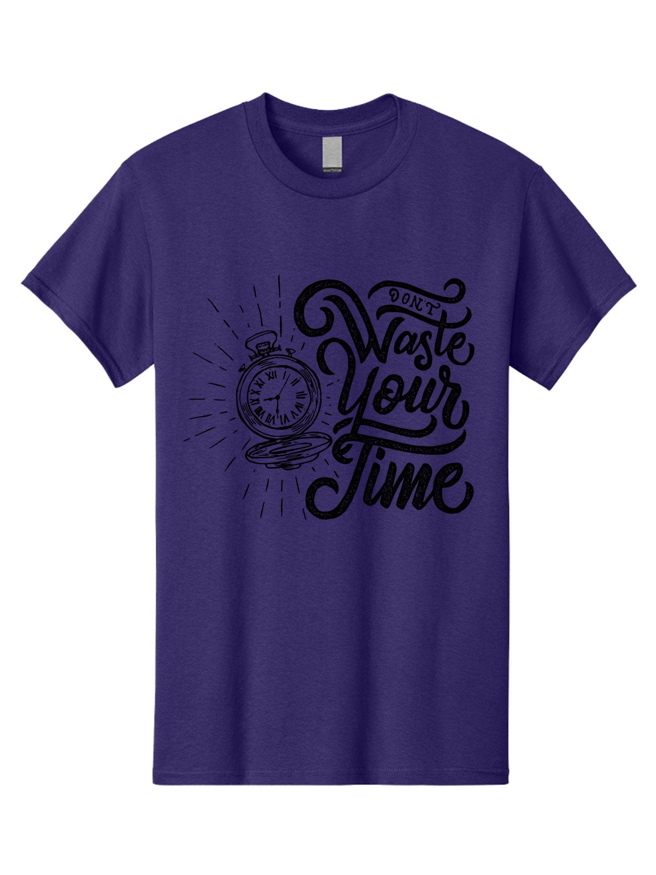 Don-T-Waste-Your-Time-1 Men'S Graphic Tee, 100% Cotton, Comfortable Casual Summer Wear, Machine Washable, Pocket Watch, Motivational Quote, Time Management, Productivity, Inspirational Saying, Vintage Clock, Productivity Tip, Time Is Money Aab243 3