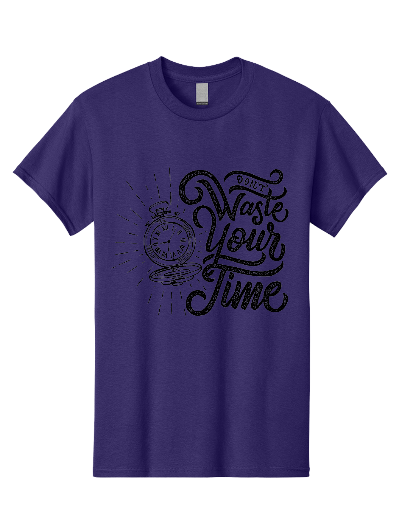 Don-T-Waste-Your-Time-1 Men'S Graphic Tee, 100% Cotton, Comfortable Casual Summer Wear, Machine Washable, Pocket Watch, Motivational Quote, Time Management, Productivity, Inspirational Saying, Vintage Clock, Productivity Tip, Time Is Money Aab243 21