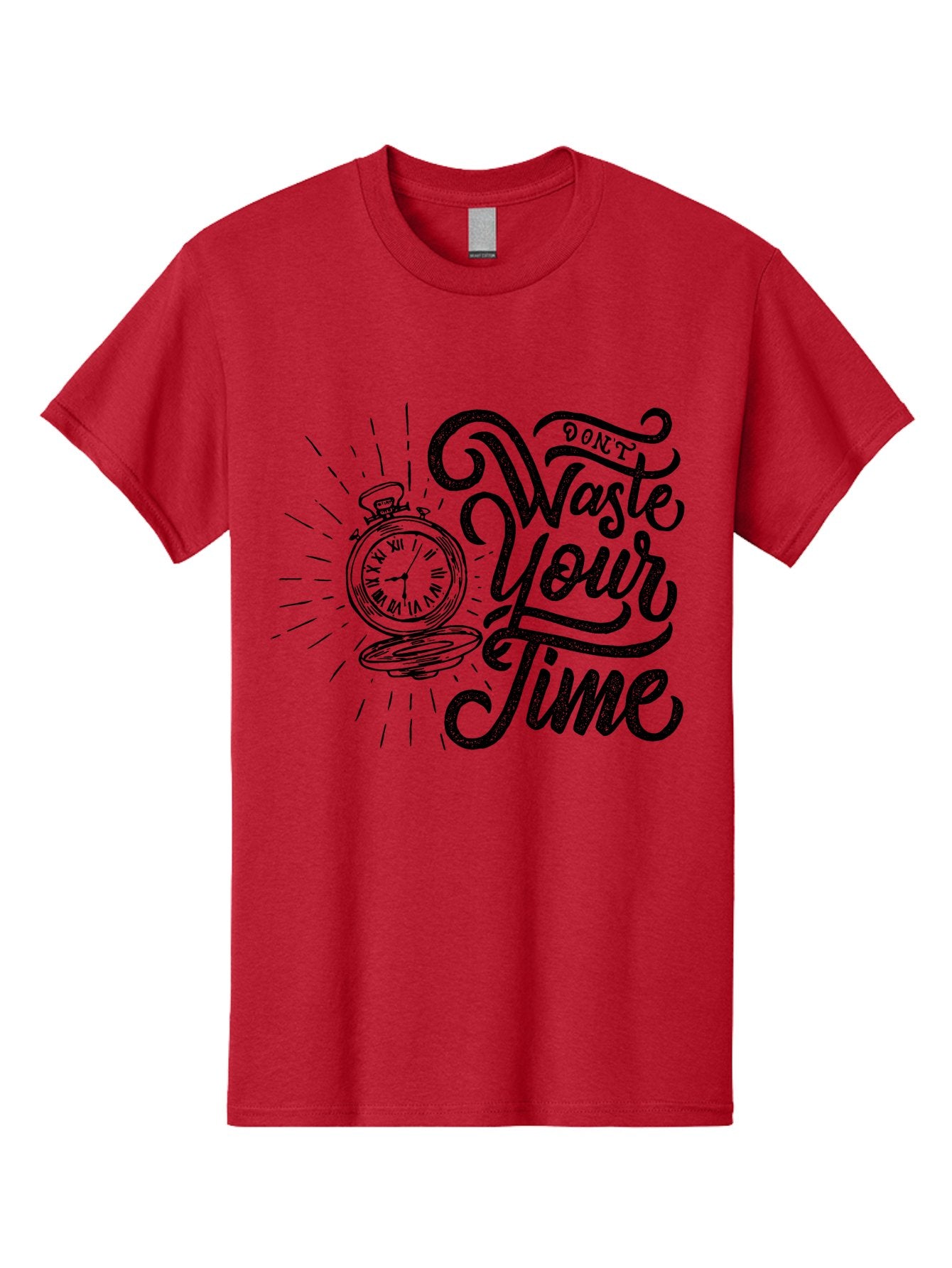 Don-T-Waste-Your-Time-1 Men'S Graphic Tee, 100% Cotton, Comfortable Casual Summer Wear, Machine Washable, Pocket Watch, Motivational Quote, Time Management, Productivity, Inspirational Saying, Vintage Clock, Productivity Tip, Time Is Money Aab243 13