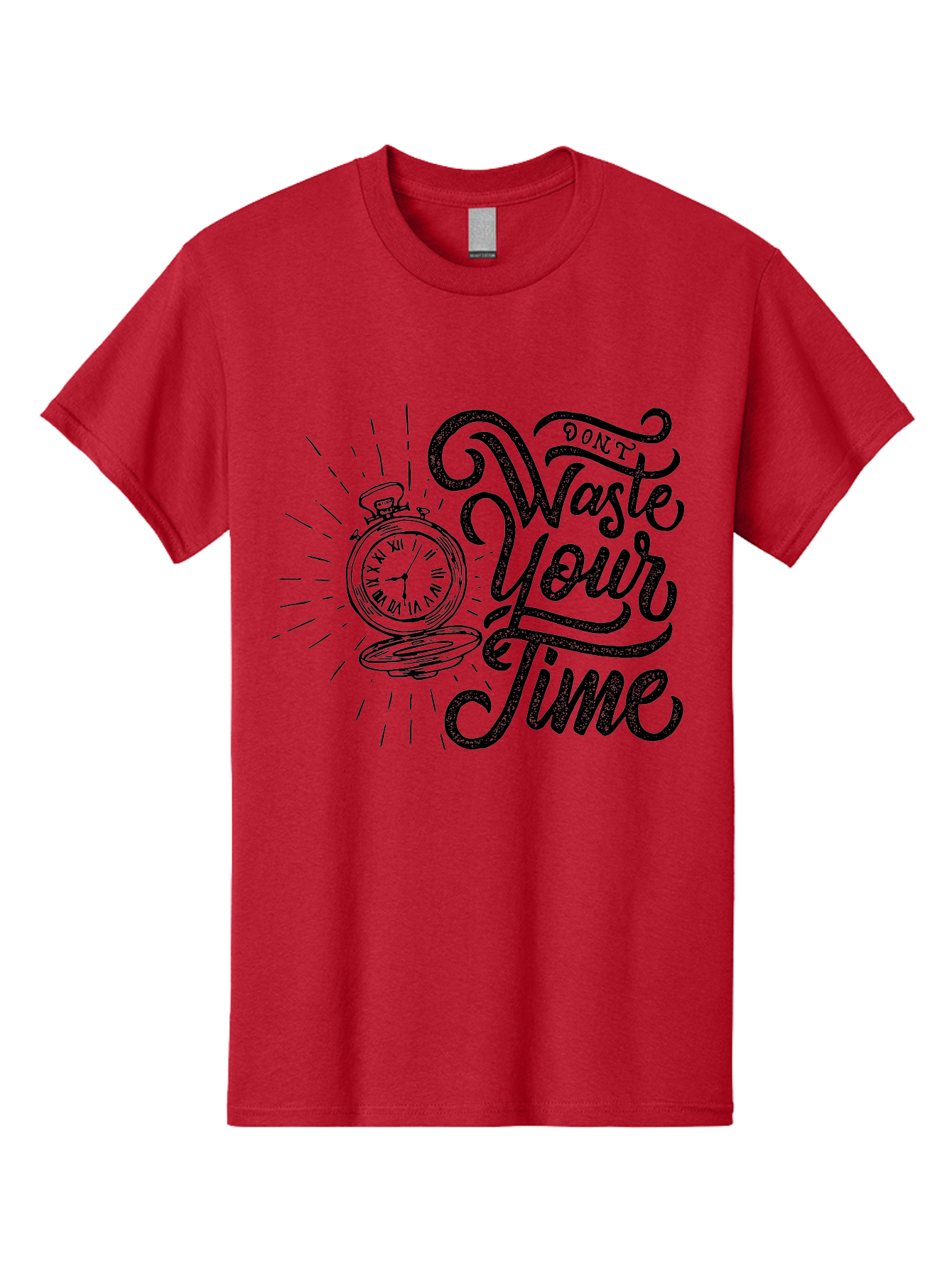 Don-T-Waste-Your-Time-1 Men'S Graphic Tee, 100% Cotton, Comfortable Casual Summer Wear, Machine Washable, Pocket Watch, Motivational Quote, Time Management, Productivity, Inspirational Saying, Vintage Clock, Productivity Tip, Time Is Money Aab243 23
