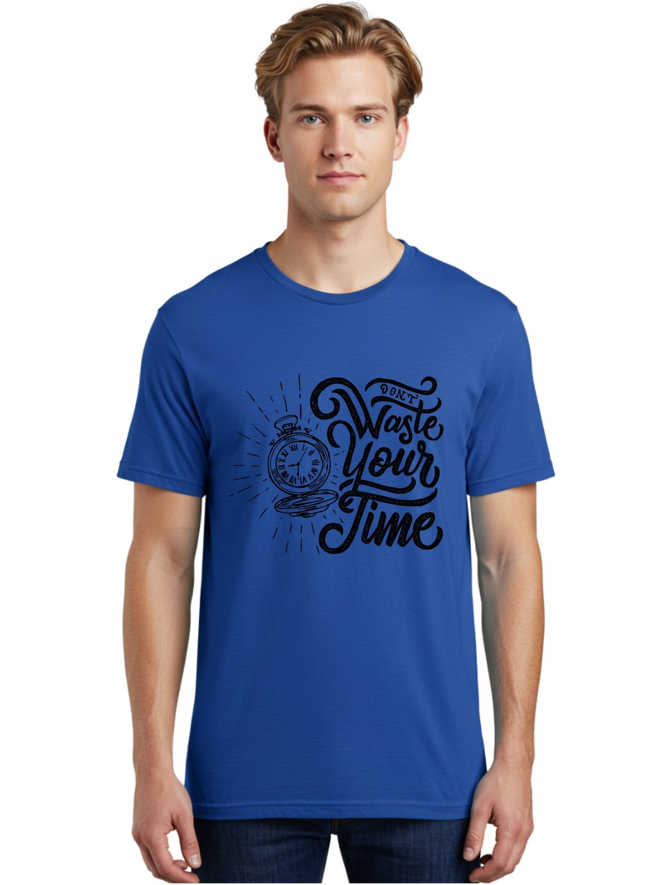 Don-T-Waste-Your-Time-1 Men'S Graphic Tee, 100% Cotton, Comfortable Casual Summer Wear, Machine Washable, Pocket Watch, Motivational Quote, Time Management, Productivity, Inspirational Saying, Vintage Clock, Productivity Tip, Time Is Money Aab243 28