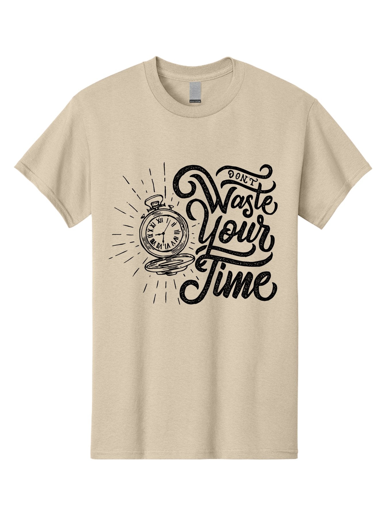 Don-T-Waste-Your-Time-1 Men'S Graphic Tee, 100% Cotton, Comfortable Casual Summer Wear, Machine Washable, Pocket Watch, Motivational Quote, Time Management, Productivity, Inspirational Saying, Vintage Clock, Productivity Tip, Time Is Money Aab243 8