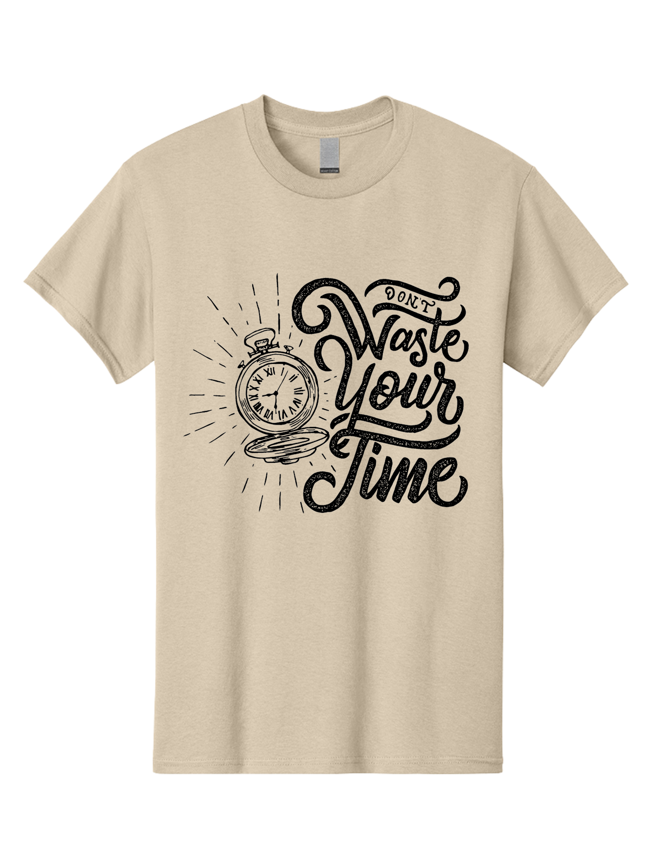 Don-T-Waste-Your-Time-1 Men'S Graphic Tee, 100% Cotton, Comfortable Casual Summer Wear, Machine Washable, Pocket Watch, Motivational Quote, Time Management, Productivity, Inspirational Saying, Vintage Clock, Productivity Tip, Time Is Money Aab243 27