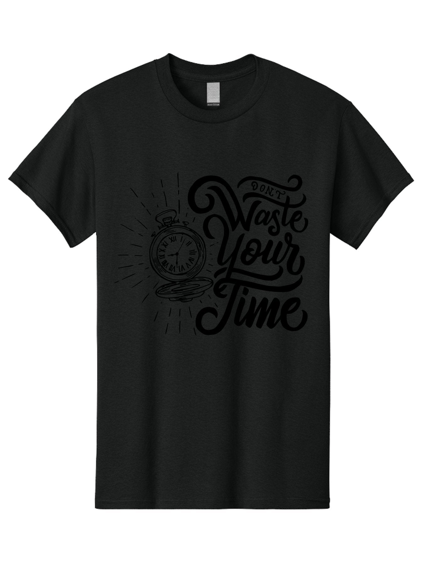 Don-T-Waste-Your-Time Men'S Graphic Tee, 100% Cotton, Comfortable Casual Summer Wear, Machine Washable, Motivational Quote, Pocket Watch, Time Management, Productivity Tips, Inspirational Sayings, Typography Art, Motivational Posters Aab244 9