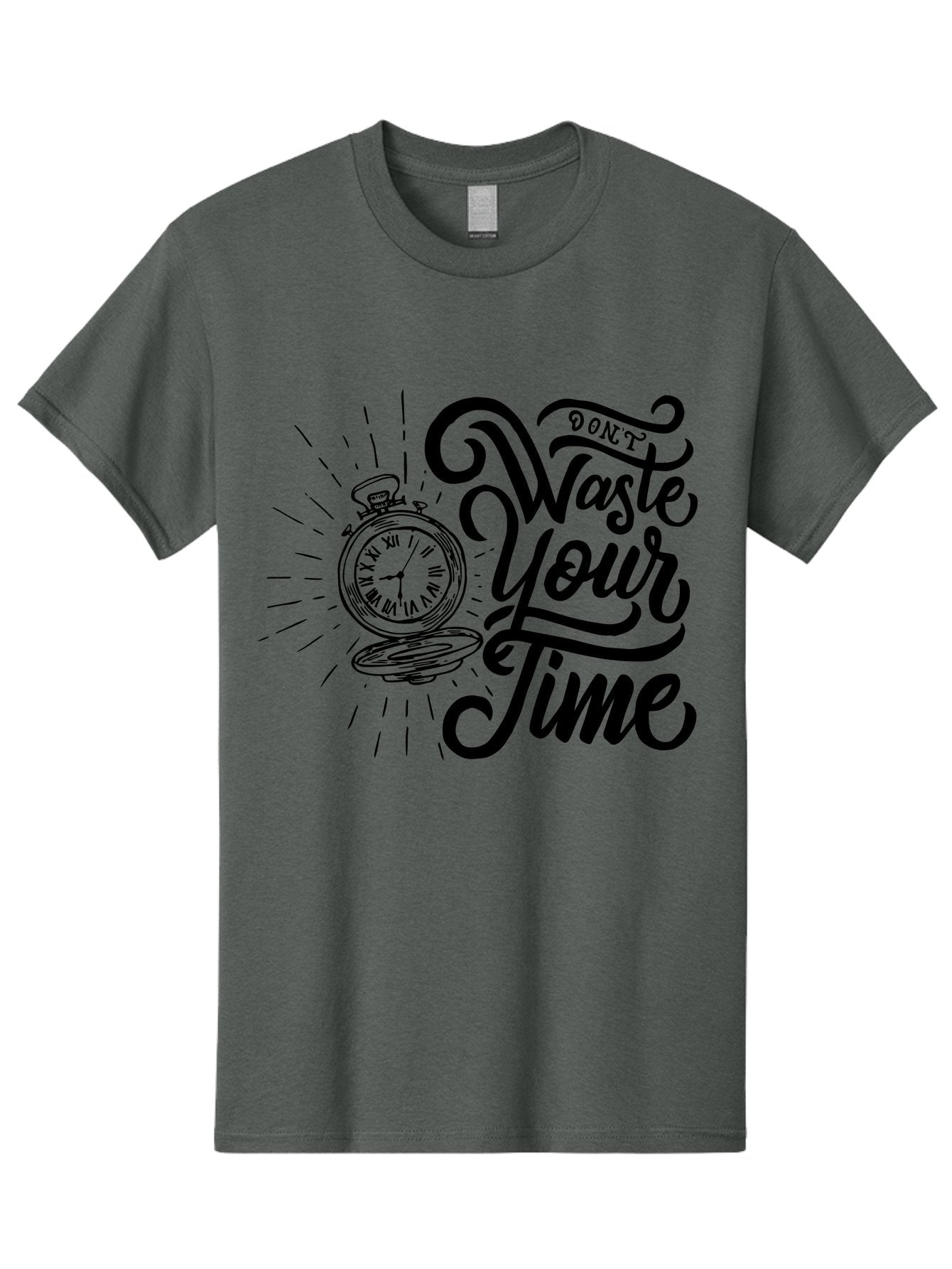 Don-T-Waste-Your-Time Men'S Graphic Tee, 100% Cotton, Comfortable Casual Summer Wear, Machine Washable, Motivational Quote, Pocket Watch, Time Management, Productivity Tips, Inspirational Sayings, Typography Art, Motivational Posters Aab244 15