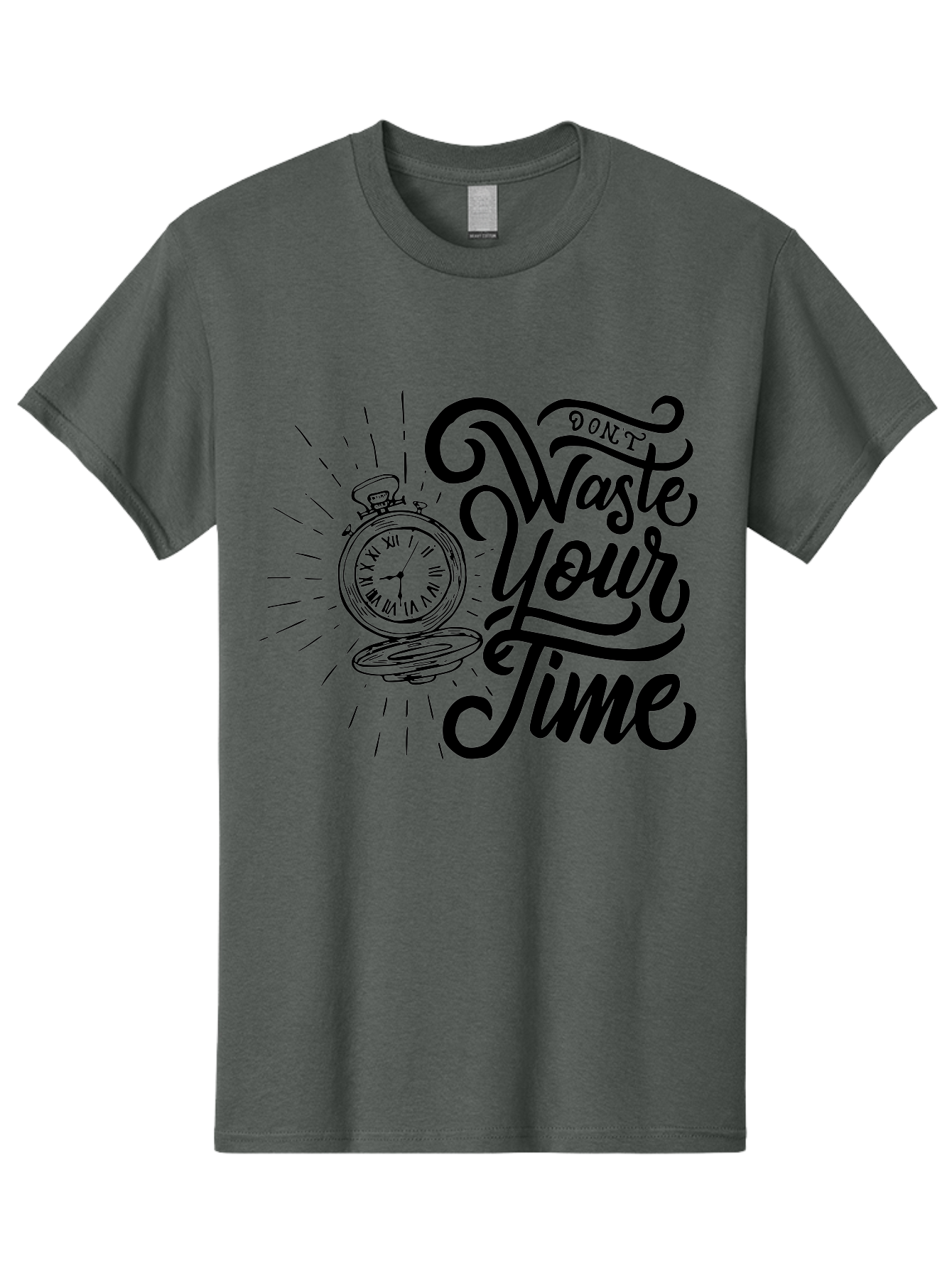 Don-T-Waste-Your-Time Men'S Graphic Tee, 100% Cotton, Comfortable Casual Summer Wear, Machine Washable, Motivational Quote, Pocket Watch, Time Management, Productivity Tips, Inspirational Sayings, Typography Art, Motivational Posters Aab244 3