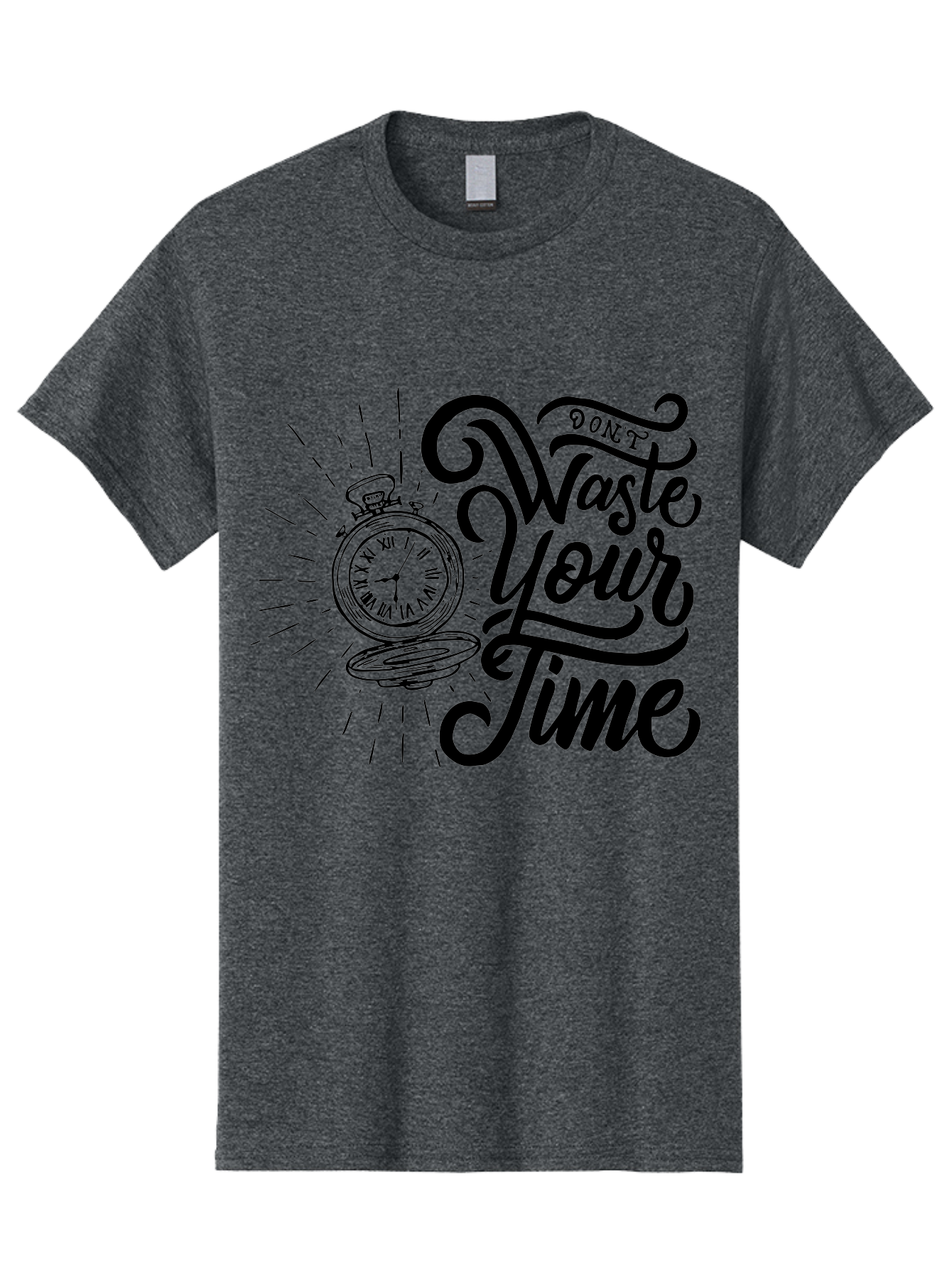Don-T-Waste-Your-Time Men'S Graphic Tee, 100% Cotton, Comfortable Casual Summer Wear, Machine Washable, Motivational Quote, Pocket Watch, Time Management, Productivity Tips, Inspirational Sayings, Typography Art, Motivational Posters Aab244 7