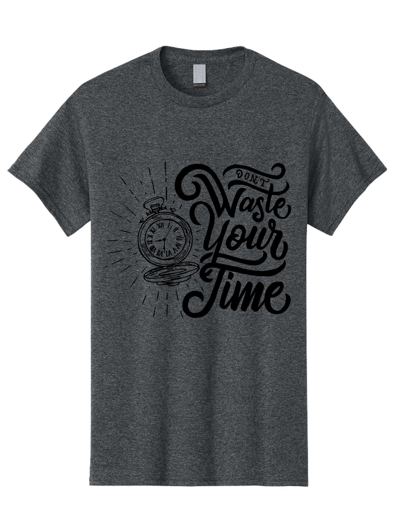 Don-T-Waste-Your-Time Men'S Graphic Tee, 100% Cotton, Comfortable Casual Summer Wear, Machine Washable, Motivational Quote, Pocket Watch, Time Management, Productivity Tips, Inspirational Sayings, Typography Art, Motivational Posters Aab244 8