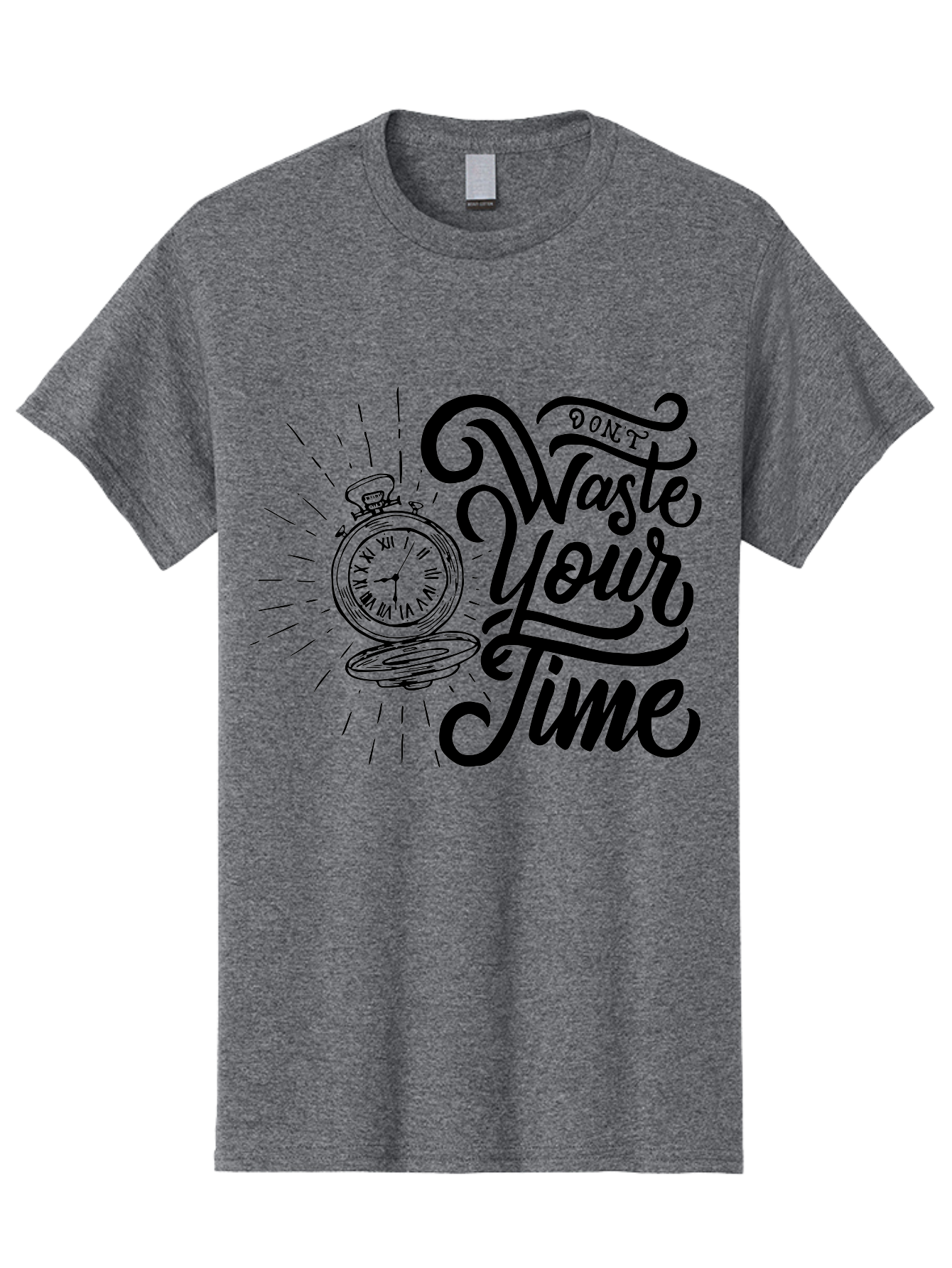 Don-T-Waste-Your-Time Men'S Graphic Tee, 100% Cotton, Comfortable Casual Summer Wear, Machine Washable, Motivational Quote, Pocket Watch, Time Management, Productivity Tips, Inspirational Sayings, Typography Art, Motivational Posters Aab244 9