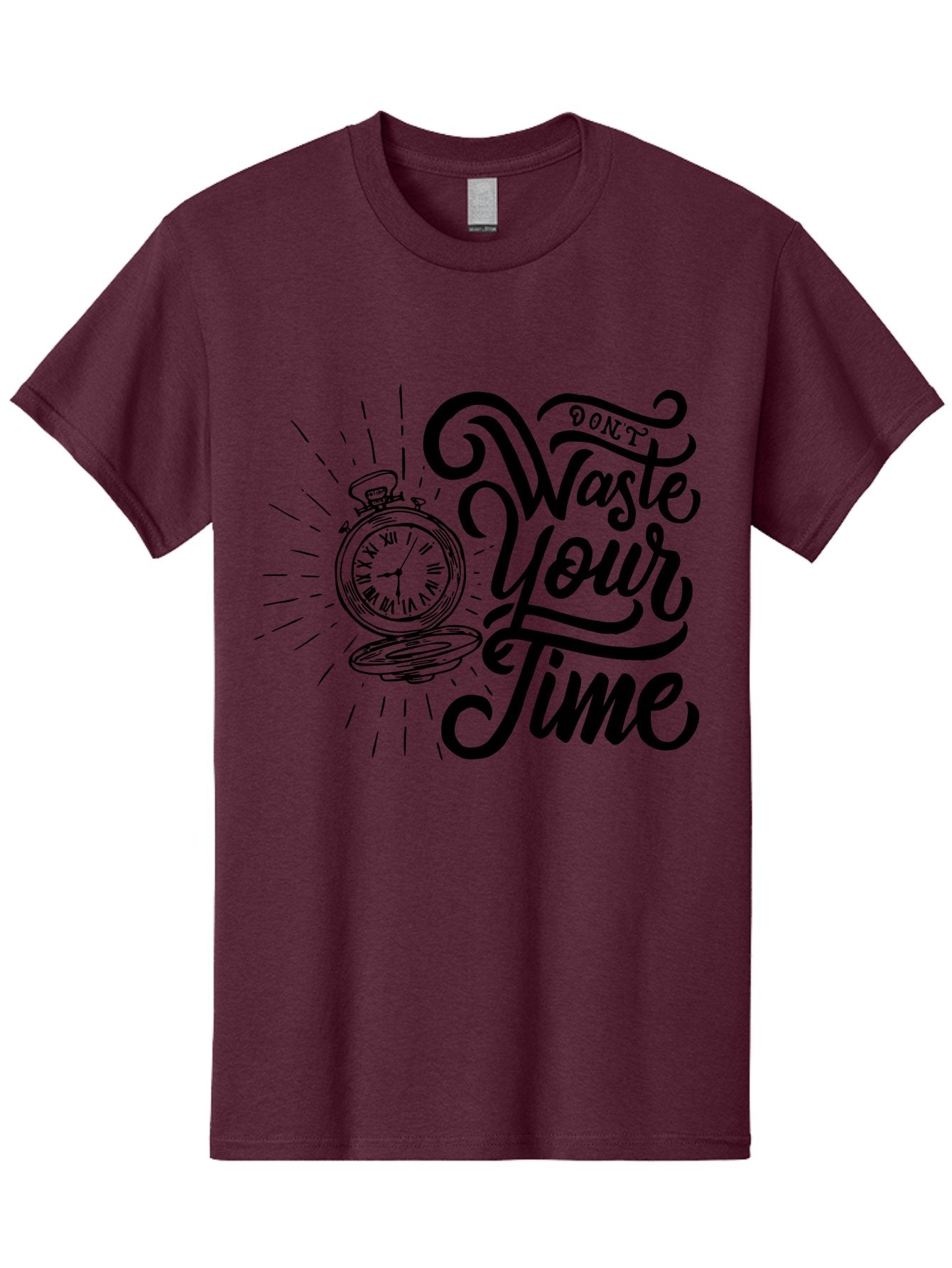 Don-T-Waste-Your-Time Men'S Graphic Tee, 100% Cotton, Comfortable Casual Summer Wear, Machine Washable, Motivational Quote, Pocket Watch, Time Management, Productivity Tips, Inspirational Sayings, Typography Art, Motivational Posters Aab244 5