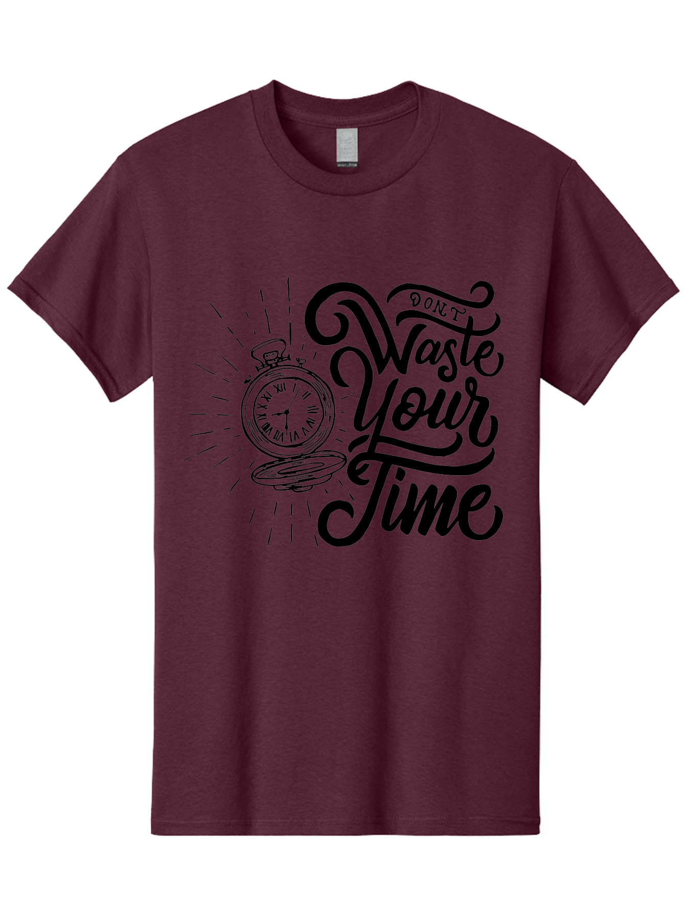 Don-T-Waste-Your-Time Men'S Graphic Tee, 100% Cotton, Comfortable Casual Summer Wear, Machine Washable, Motivational Quote, Pocket Watch, Time Management, Productivity Tips, Inspirational Sayings, Typography Art, Motivational Posters Aab244 13