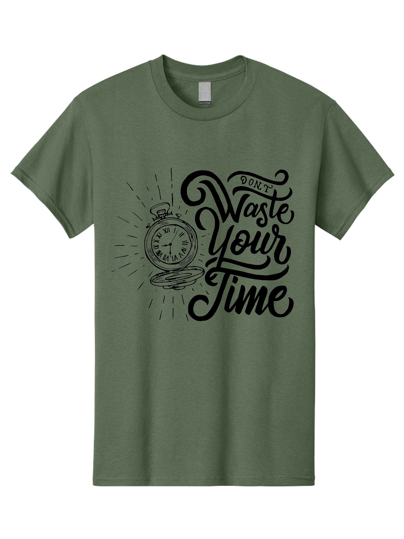 Don-T-Waste-Your-Time Men'S Graphic Tee, 100% Cotton, Comfortable Casual Summer Wear, Machine Washable, Motivational Quote, Pocket Watch, Time Management, Productivity Tips, Inspirational Sayings, Typography Art, Motivational Posters Aab244 15