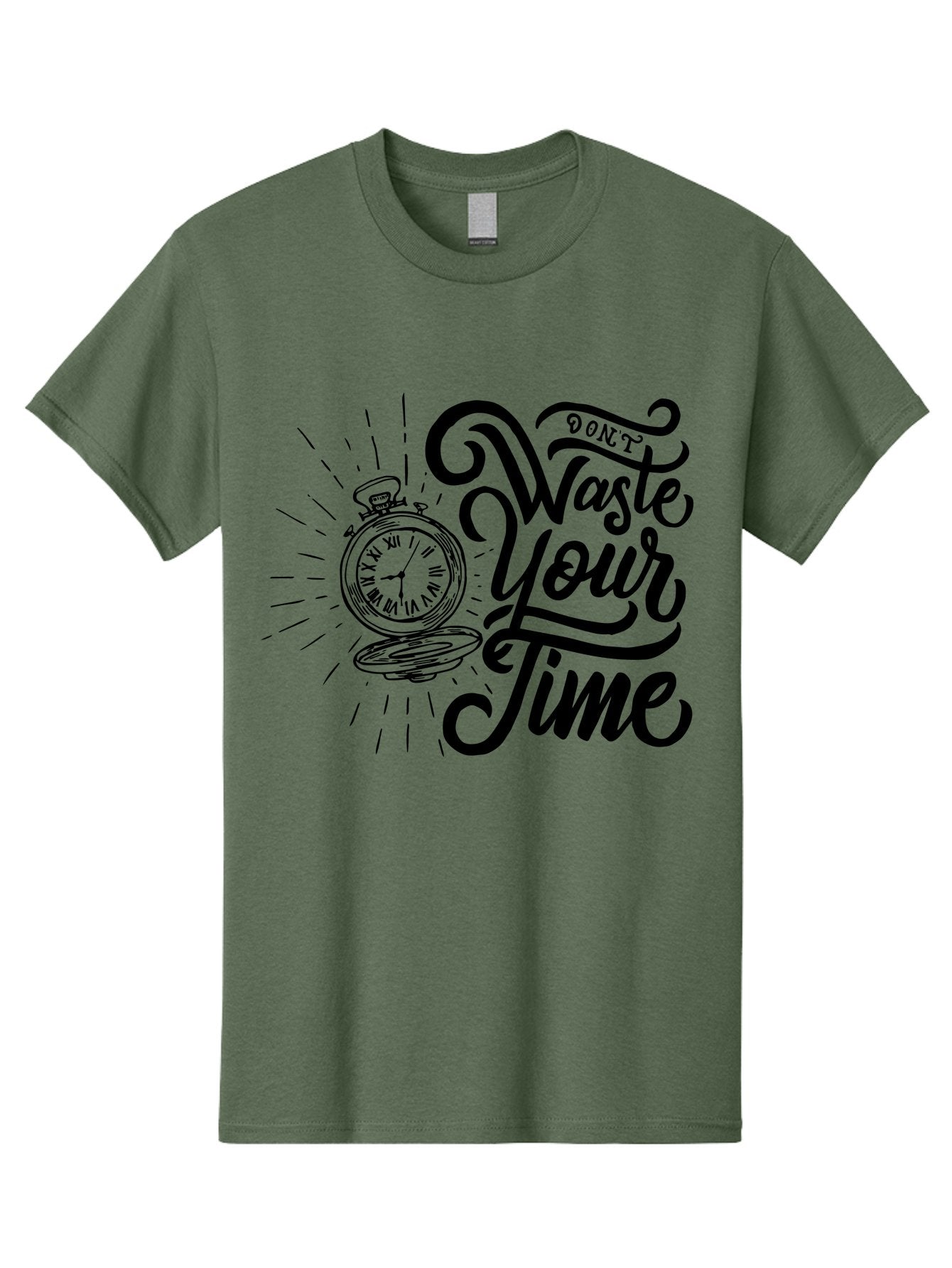 Don-T-Waste-Your-Time Men'S Graphic Tee, 100% Cotton, Comfortable Casual Summer Wear, Machine Washable, Motivational Quote, Pocket Watch, Time Management, Productivity Tips, Inspirational Sayings, Typography Art, Motivational Posters Aab244 4
