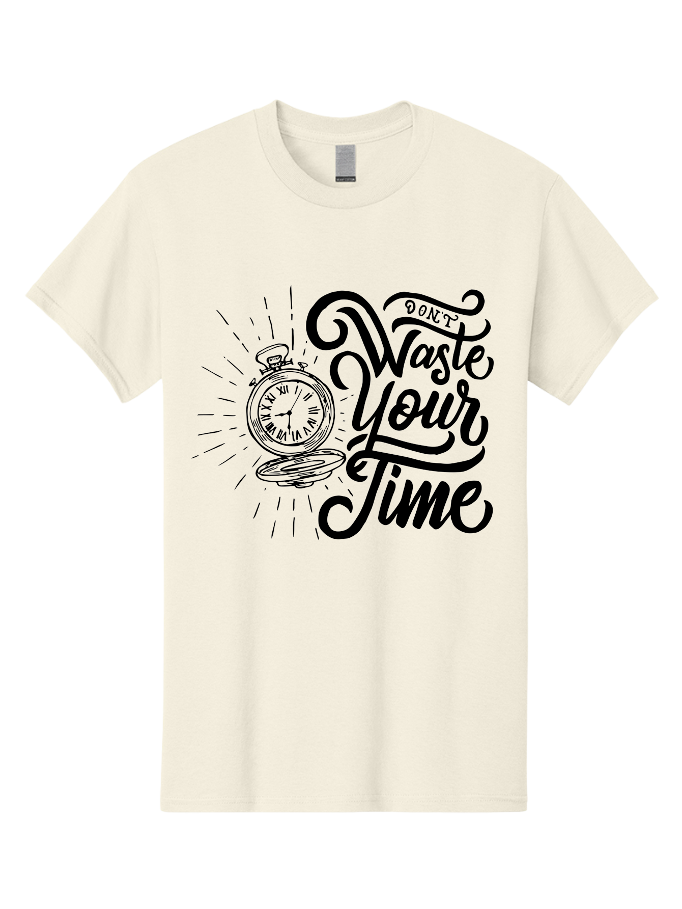 Don-T-Waste-Your-Time Men'S Graphic Tee, 100% Cotton, Comfortable Casual Summer Wear, Machine Washable, Motivational Quote, Pocket Watch, Time Management, Productivity Tips, Inspirational Sayings, Typography Art, Motivational Posters Aab244 17