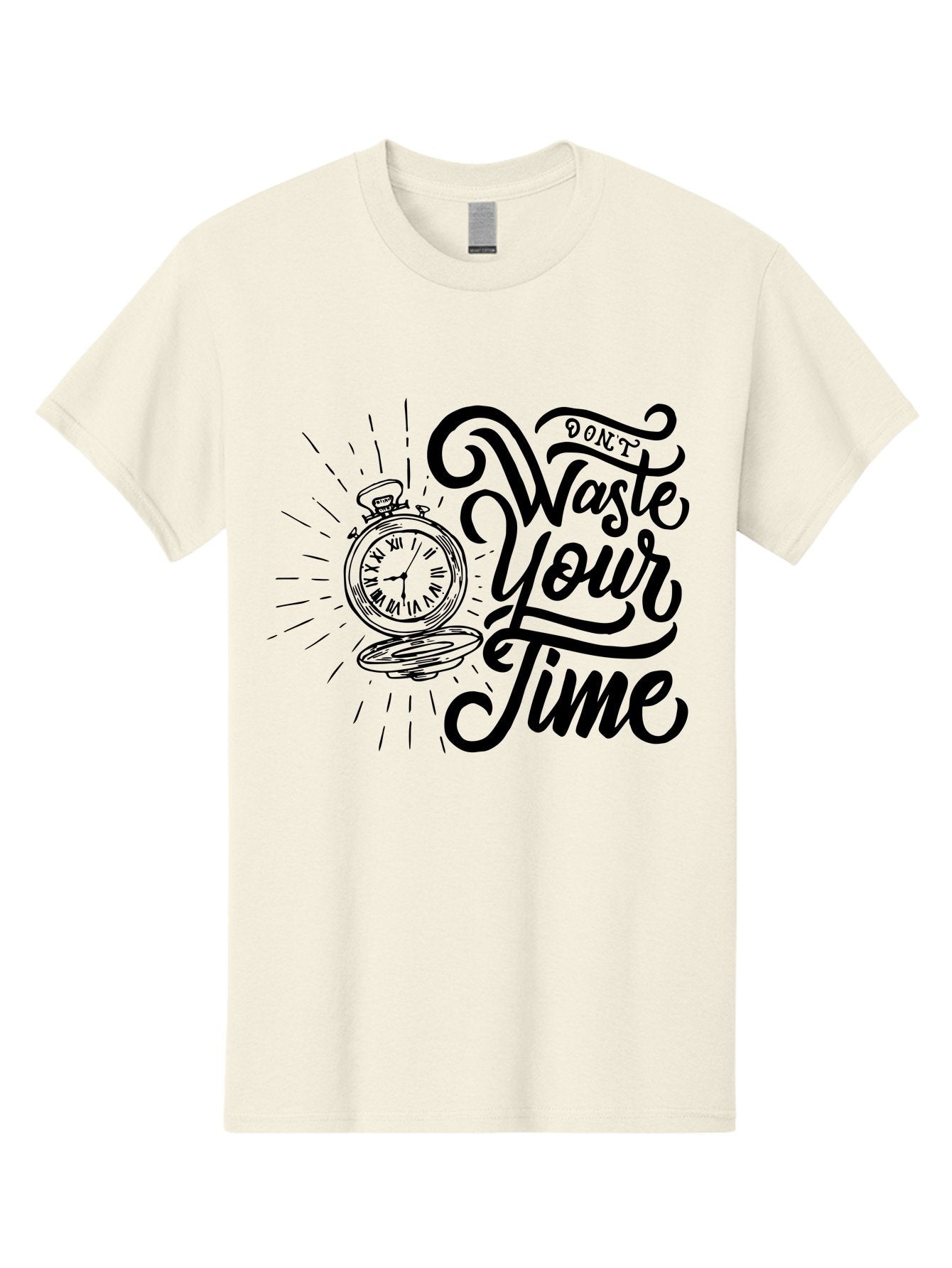 Don-T-Waste-Your-Time Men'S Graphic Tee, 100% Cotton, Comfortable Casual Summer Wear, Machine Washable, Motivational Quote, Pocket Watch, Time Management, Productivity Tips, Inspirational Sayings, Typography Art, Motivational Posters Aab244 7