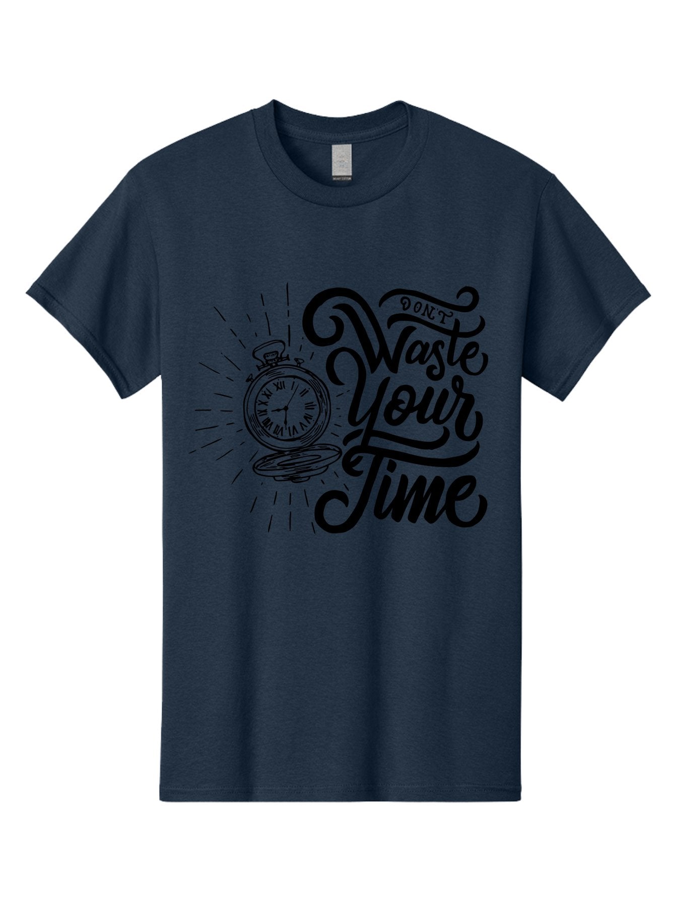 Don-T-Waste-Your-Time Men'S Graphic Tee, 100% Cotton, Comfortable Casual Summer Wear, Machine Washable, Motivational Quote, Pocket Watch, Time Management, Productivity Tips, Inspirational Sayings, Typography Art, Motivational Posters Aab244 10