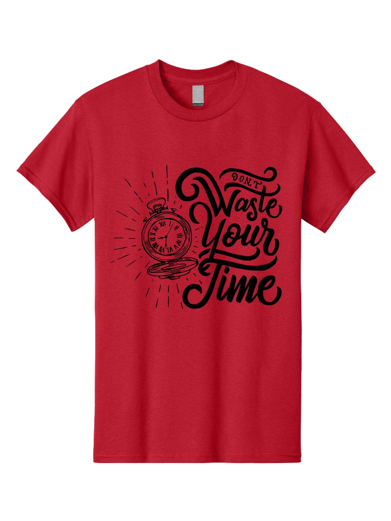 Don-T-Waste-Your-Time Men'S Graphic Tee, 100% Cotton, Comfortable Casual Summer Wear, Machine Washable, Motivational Quote, Pocket Watch, Time Management, Productivity Tips, Inspirational Sayings, Typography Art, Motivational Posters Aab244 11