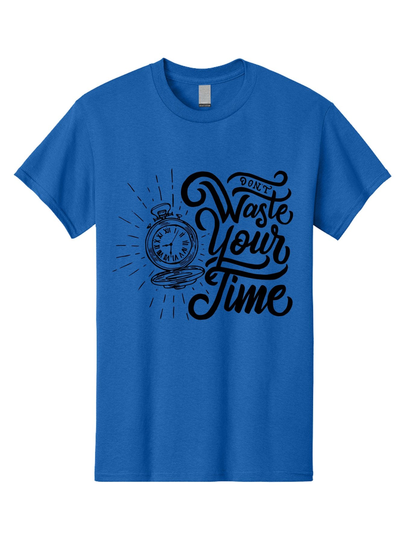 Don-T-Waste-Your-Time Men'S Graphic Tee, 100% Cotton, Comfortable Casual Summer Wear, Machine Washable, Motivational Quote, Pocket Watch, Time Management, Productivity Tips, Inspirational Sayings, Typography Art, Motivational Posters Aab244 12