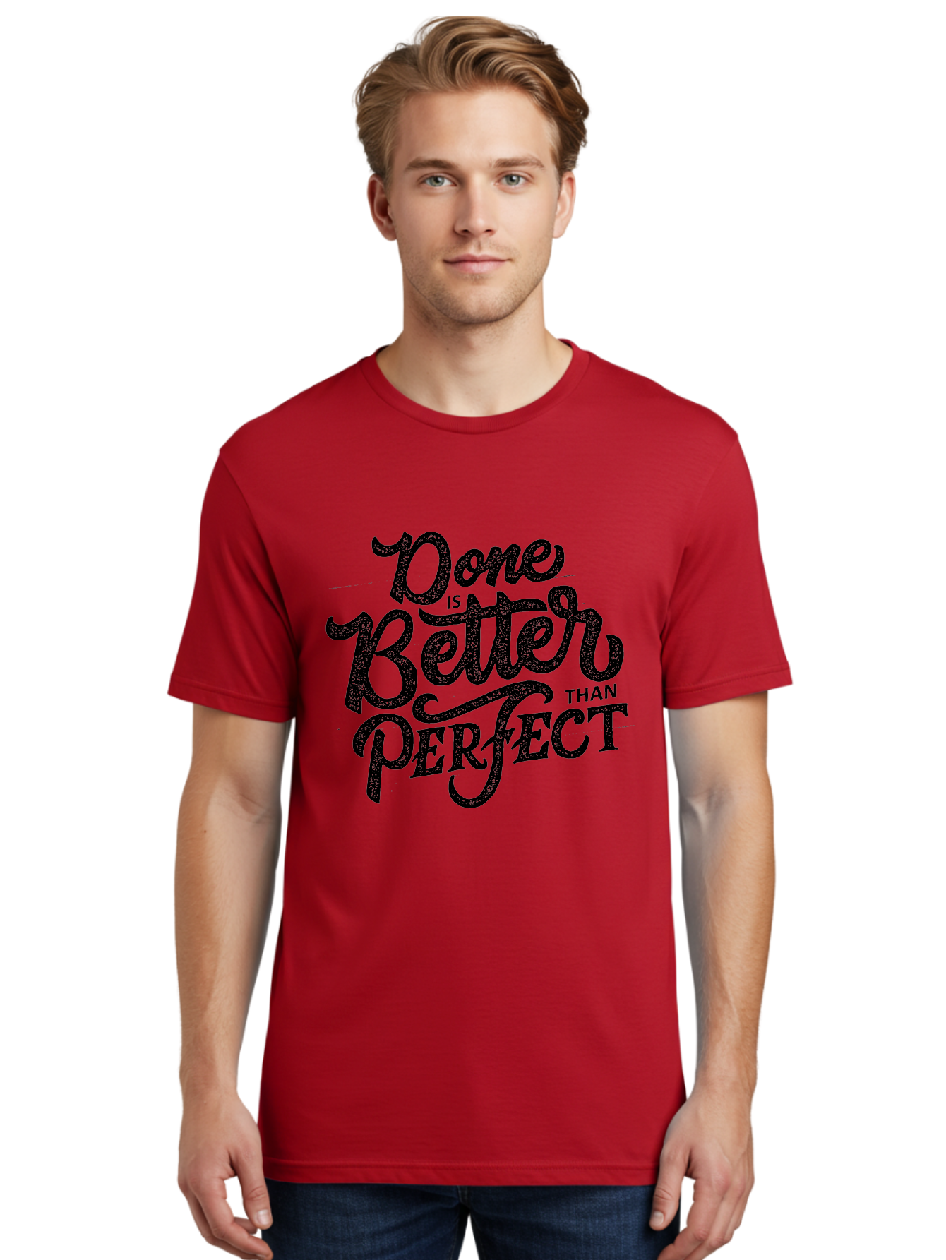 Done-Is-Better-Than-Perfect-1 Men'S Graphic Tee, 100% Cotton, Comfortable Casual Summer Wear, Machine Washable, Motivational Quote, Productivity, Task Completion, Perfectionism, Done Is Better, Self-Improvement, Productivity Tips, Aab245 24