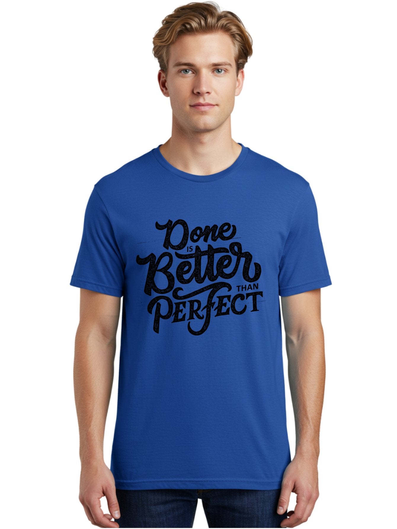 Done-Is-Better-Than-Perfect-1 Men'S Graphic Tee, 100% Cotton, Comfortable Casual Summer Wear, Machine Washable, Motivational Quote, Productivity, Task Completion, Perfectionism, Done Is Better, Self-Improvement, Productivity Tips, Aab245 24