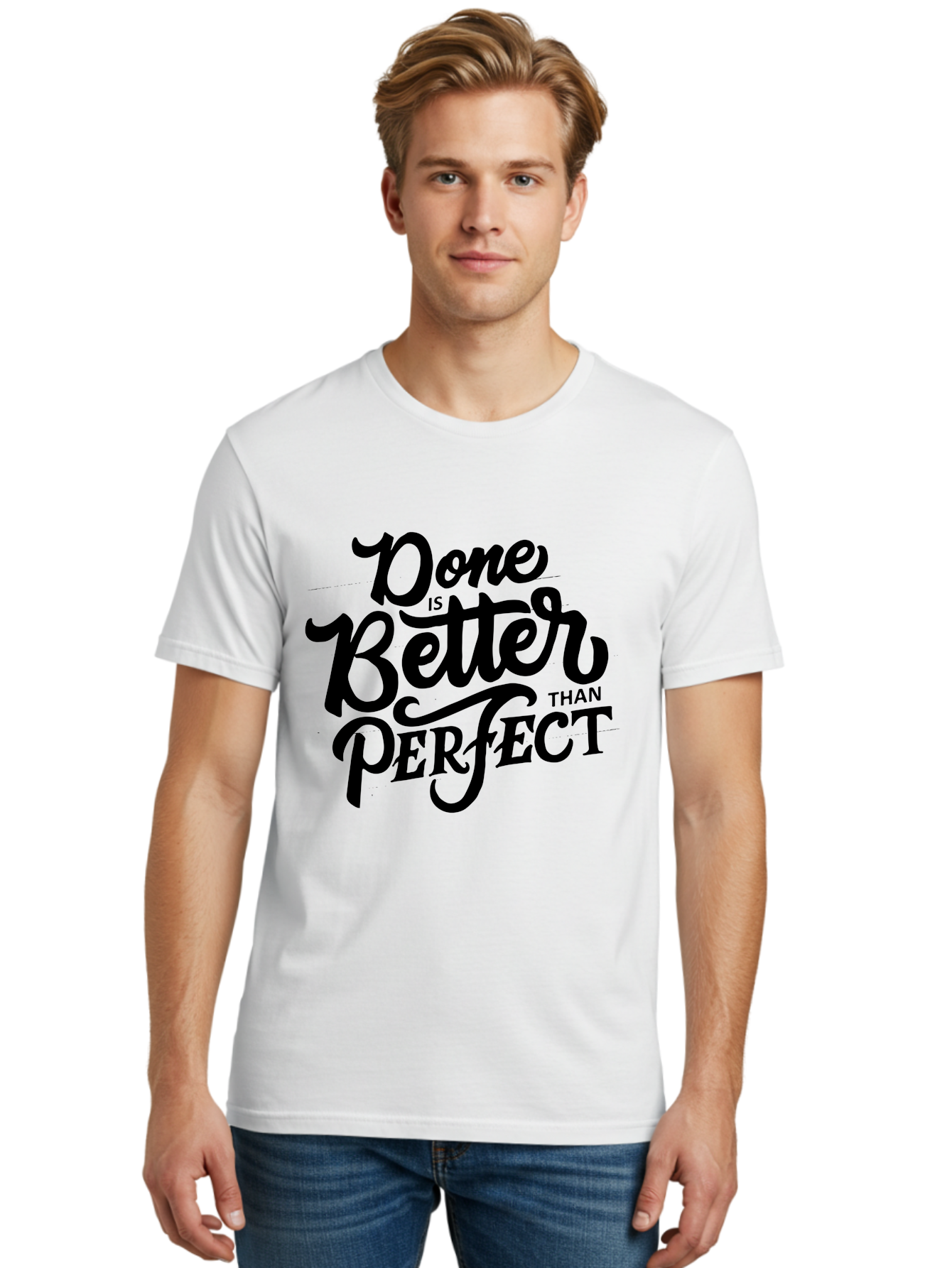 Done-Is-Better-Than-Perfect Men'S Graphic Tee, 100% Cotton, Comfortable Casual Summer Wear, Machine Washable, Motivational Quote, Productivity, Success, Inspiration, Done Is Better Than Perfect, Business, Creativity, Productivity Tips, Aab246 30