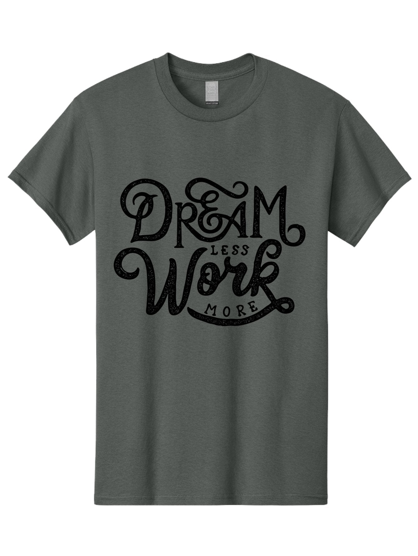 Dream-Less-Work-More-1 Men'S Graphic Tee, 100% Cotton, Comfortable Casual Summer Wear, Machine Washable, Inspirational Quote, Motivational Phrase, Dream Less Work More, Stylized Typography, Creative Font, Positive Vibes, Productivity Hack, Aab247 3