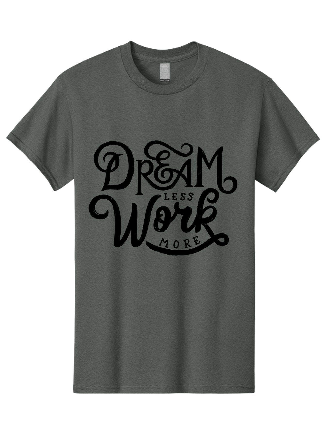 Dream-Less-Work-More Men'S Graphic Tee, 100% Cotton, Comfortable Casual Summer Wear, Machine Washable, Motivational Quote, Dream Less Work More, Inspirational Words, Typography Art, Stylized Text, Black Lettering, Motivational Poster, Aab248 10