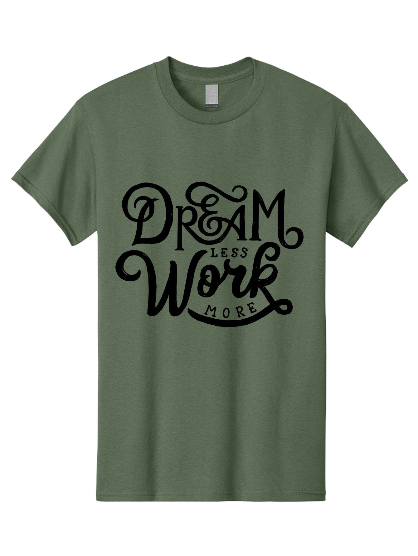 Dream-Less-Work-More Men'S Graphic Tee, 100% Cotton, Comfortable Casual Summer Wear, Machine Washable, Motivational Quote, Dream Less Work More, Inspirational Words, Typography Art, Stylized Text, Black Lettering, Motivational Poster, Aab248 11