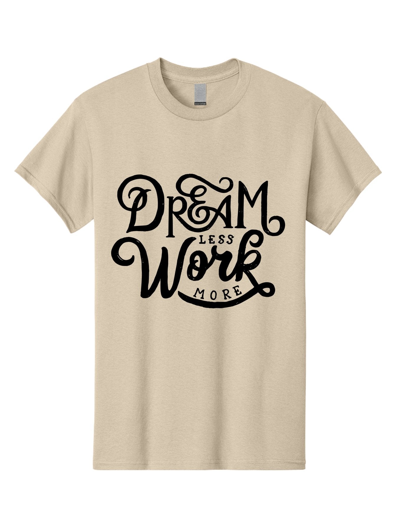 Dream-Less-Work-More Men'S Graphic Tee, 100% Cotton, Comfortable Casual Summer Wear, Machine Washable, Motivational Quote, Dream Less Work More, Inspirational Words, Typography Art, Stylized Text, Black Lettering, Motivational Poster, Aab248 4
