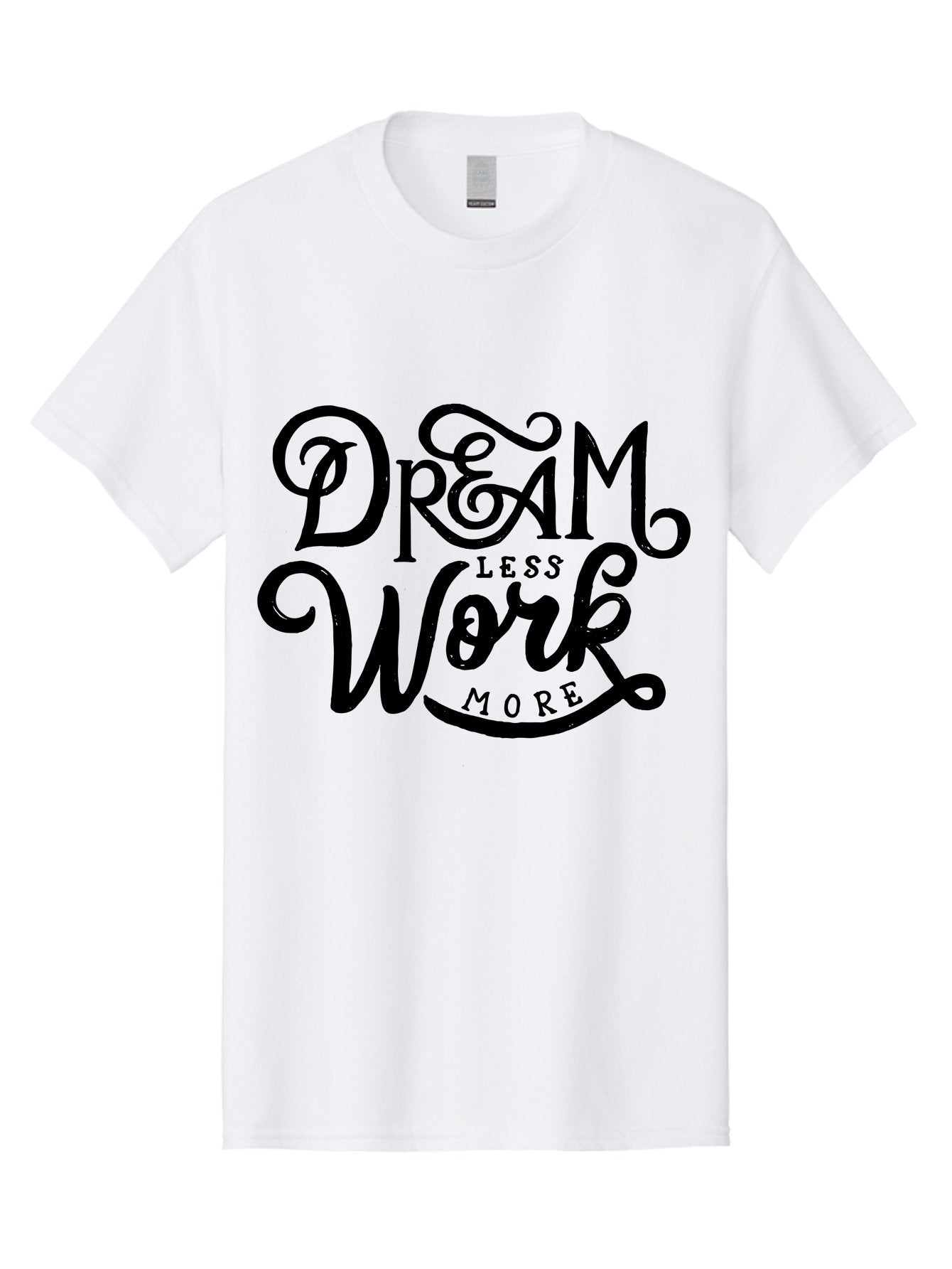 Dream-Less-Work-More Men'S Graphic Tee, 100% Cotton, Comfortable Casual Summer Wear, Machine Washable, Motivational Quote, Dream Less Work More, Inspirational Words, Typography Art, Stylized Text, Black Lettering, Motivational Poster, Aab248 3