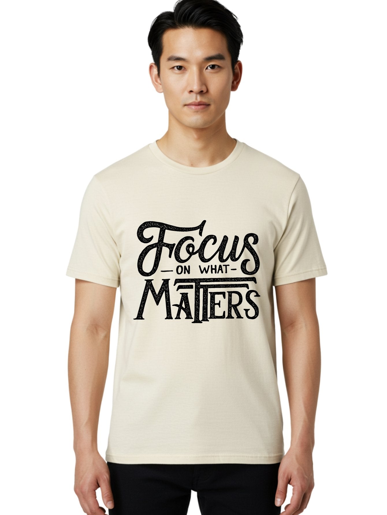 Focus-On-What-Matters-1 Men'S Graphic Tee, 100% Cotton, Comfortable Casual Summer Wear, Machine Washable, Motivational Quote, Inspirational Phrase, Focus On What Matters, Positive Affirmation, Typography, Productivity Tip, Aab249 18