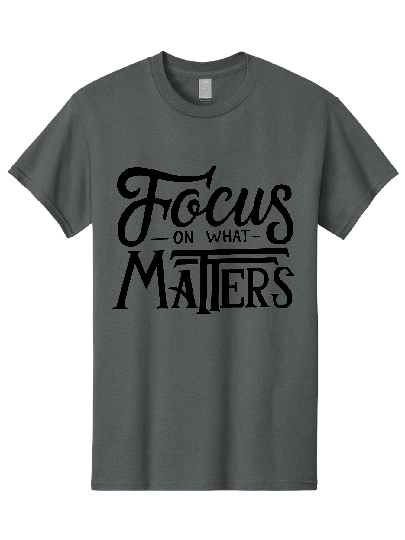 Focus-On-What-Matters Men'S Graphic Tee, 100% Cotton, Comfortable Casual Summer Wear, Machine Washable, Motivational Quote, Inspirational Phrase, Focus On Goals, Productivity Tips, Positive Affirmation, Self Improvement, Success Mindset, Aab250 3