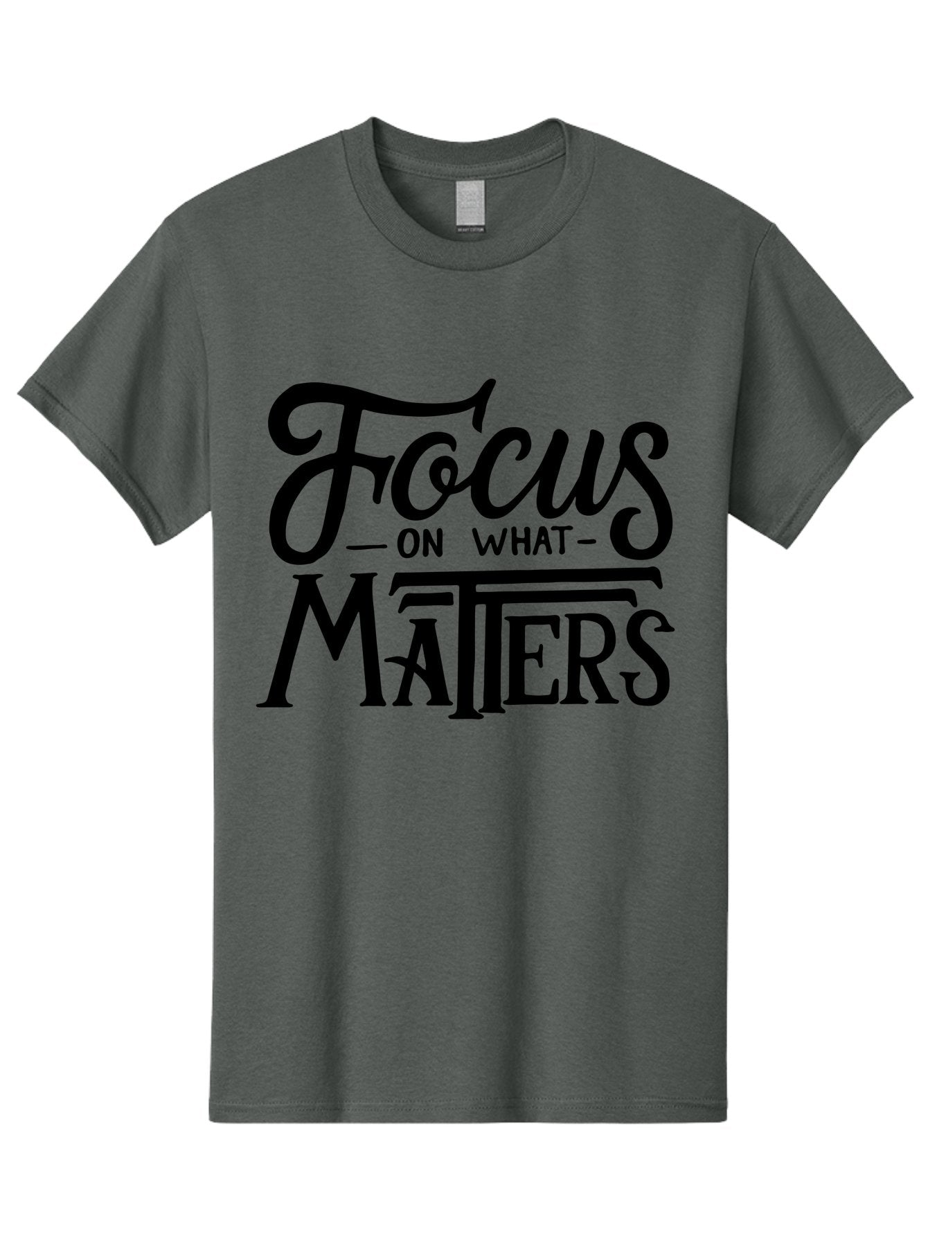 Focus-On-What-Matters Men'S Graphic Tee, 100% Cotton, Comfortable Casual Summer Wear, Machine Washable, Motivational Quote, Inspirational Phrase, Focus On Goals, Productivity Tips, Positive Affirmation, Self Improvement, Success Mindset, Aab250 8
