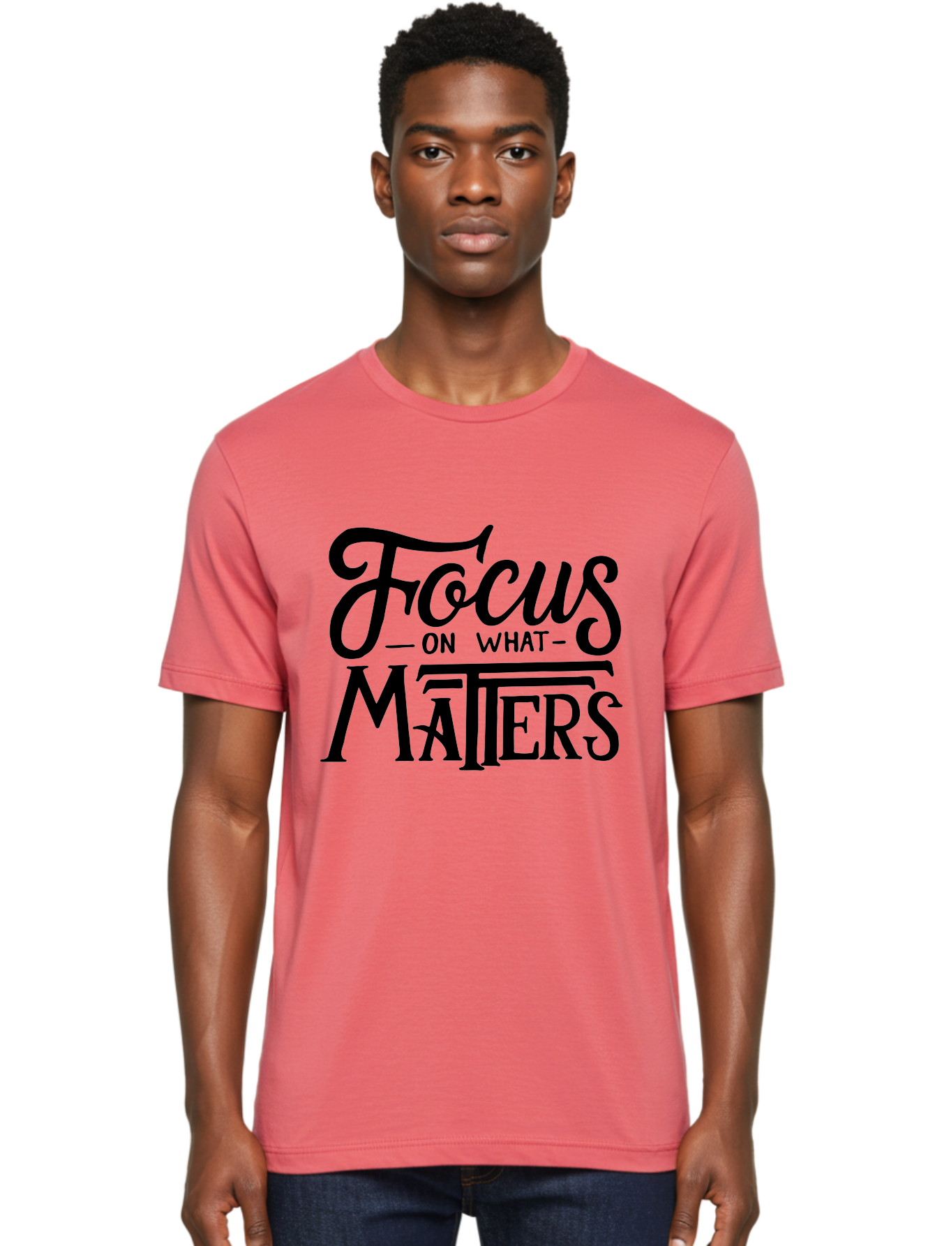 Focus-On-What-Matters Men'S Graphic Tee, 100% Cotton, Comfortable Casual Summer Wear, Machine Washable, Motivational Quote, Inspirational Phrase, Focus On Goals, Productivity Tips, Positive Affirmation, Self Improvement, Success Mindset, Aab250 6
