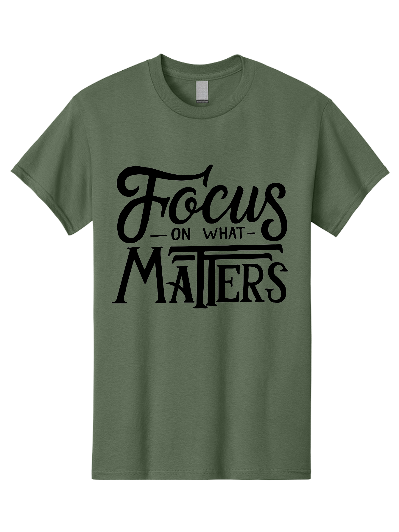 Focus-On-What-Matters Men'S Graphic Tee, 100% Cotton, Comfortable Casual Summer Wear, Machine Washable, Motivational Quote, Inspirational Phrase, Focus On Goals, Productivity Tips, Positive Affirmation, Self Improvement, Success Mindset, Aab250 15