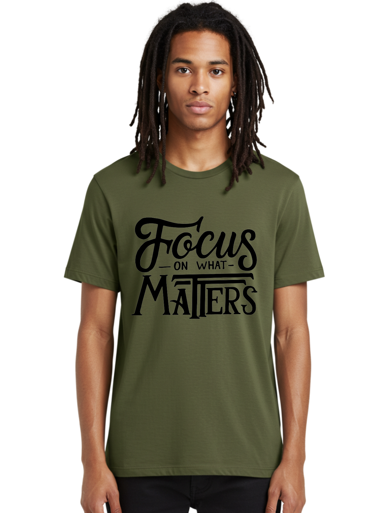 Focus-On-What-Matters Men'S Graphic Tee, 100% Cotton, Comfortable Casual Summer Wear, Machine Washable, Motivational Quote, Inspirational Phrase, Focus On Goals, Productivity Tips, Positive Affirmation, Self Improvement, Success Mindset, Aab250 16