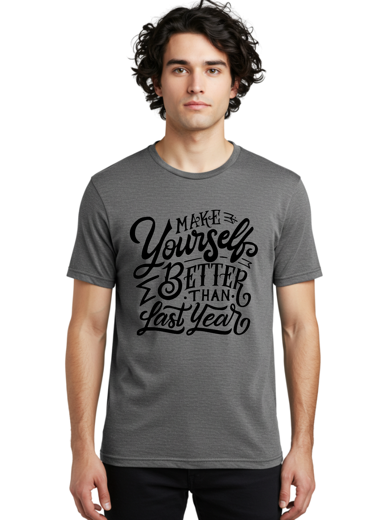Make-Yourself-Better Men'S Graphic Tee, 100% Cotton, Comfortable Casual Summer Wear, Machine Washable, Inspirational Quote, Motivational Phrase, Self-Improvement, Personal Growth, New Year Resolution, Goal Setting, Motivation, Success, Aab252 10