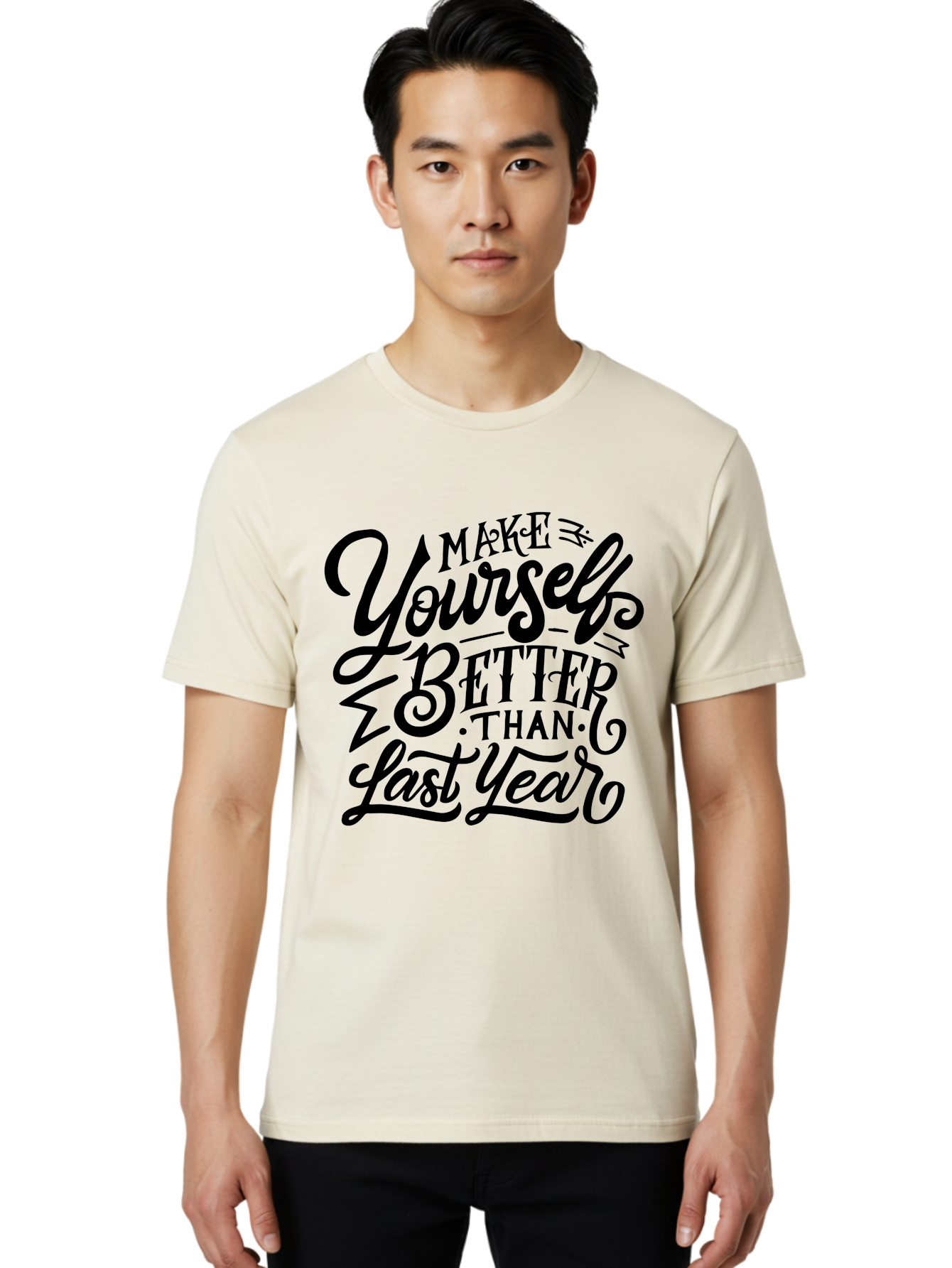 Make-Yourself-Better Men'S Graphic Tee, 100% Cotton, Comfortable Casual Summer Wear, Machine Washable, Inspirational Quote, Motivational Phrase, Self-Improvement, Personal Growth, New Year Resolution, Goal Setting, Motivation, Success, Aab252 18