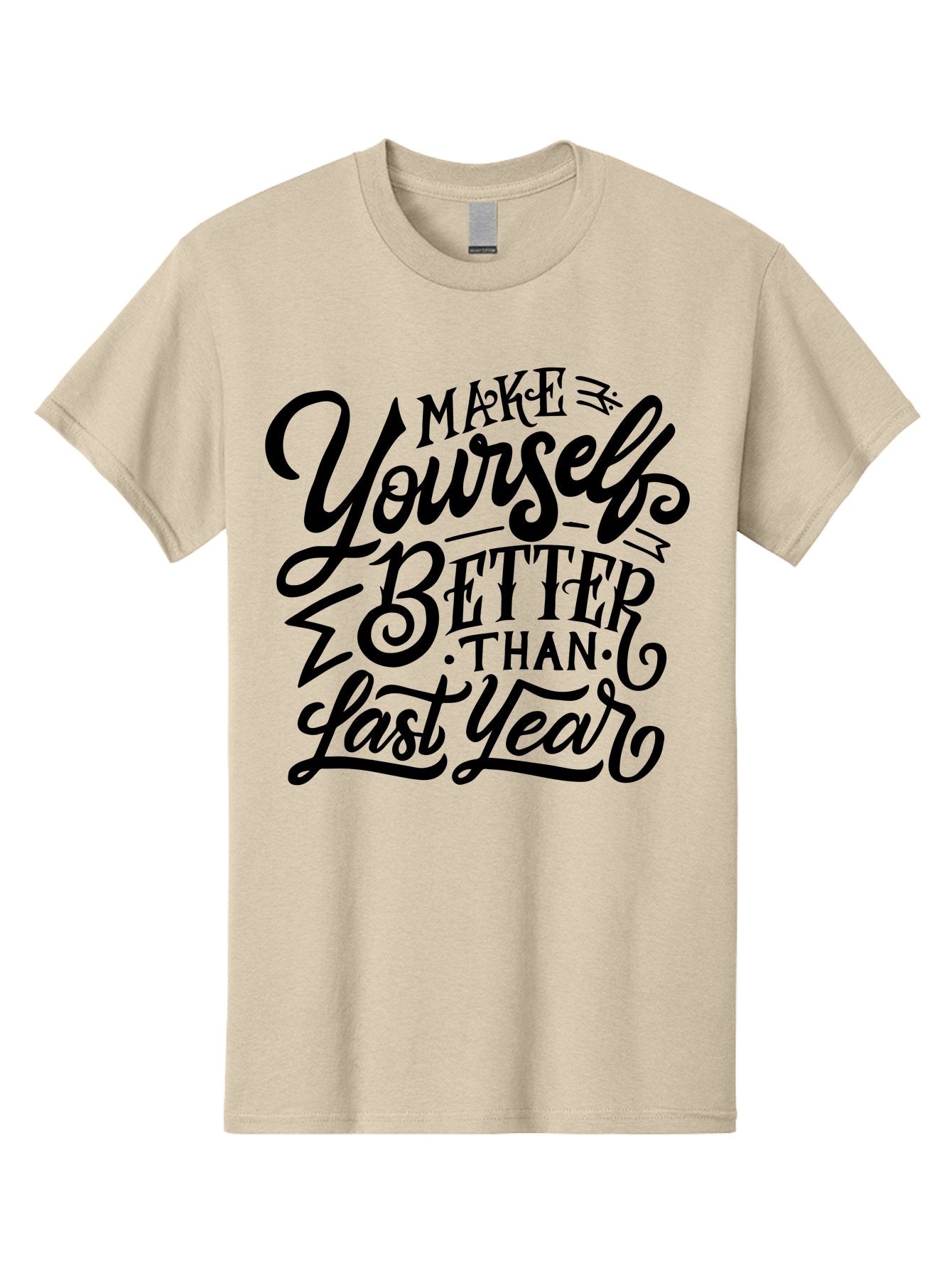 Make-Yourself-Better Men'S Graphic Tee, 100% Cotton, Comfortable Casual Summer Wear, Machine Washable, Inspirational Quote, Motivational Phrase, Self-Improvement, Personal Growth, New Year Resolution, Goal Setting, Motivation, Success, Aab252
