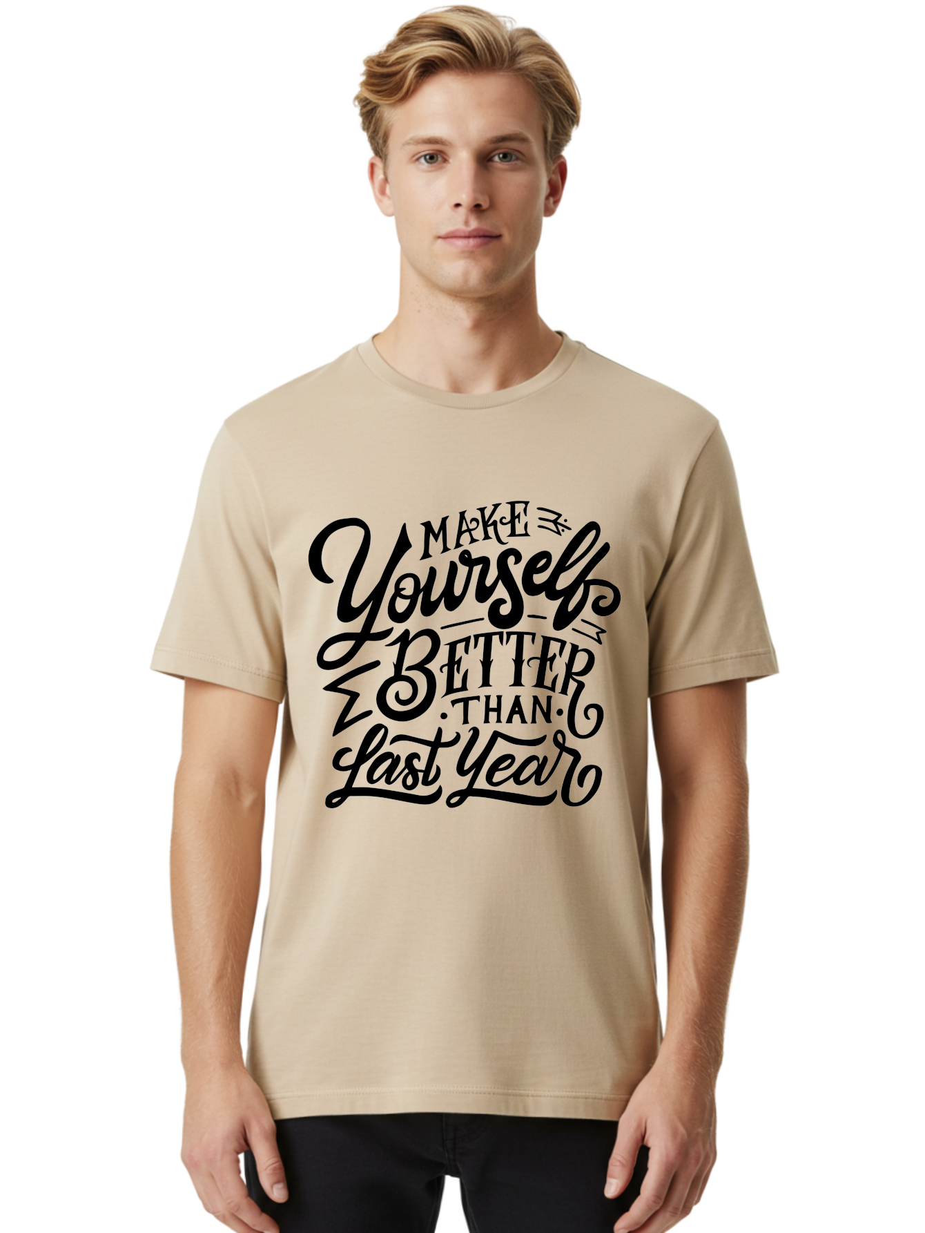 Make-Yourself-Better Men'S Graphic Tee, 100% Cotton, Comfortable Casual Summer Wear, Machine Washable, Inspirational Quote, Motivational Phrase, Self-Improvement, Personal Growth, New Year Resolution, Goal Setting, Motivation, Success, Aab252 28