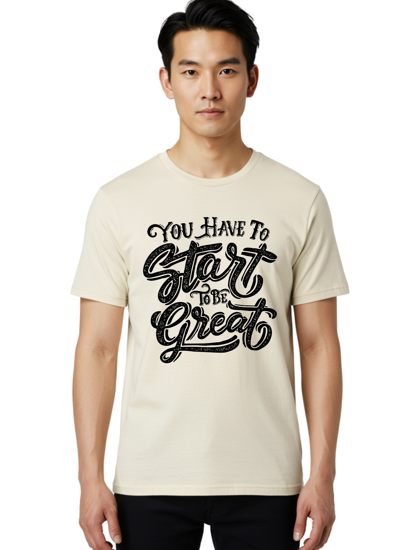 You-Have-To-Start-To-Be-Great Men'S Graphic Tee, 100% Cotton, Comfortable Casual Summer Wear, Machine Washable, Motivational Quote, Inspirational Words, Success Mantra, Achievement Motivation, Positive Affirmation, Great Start, Aab256 20