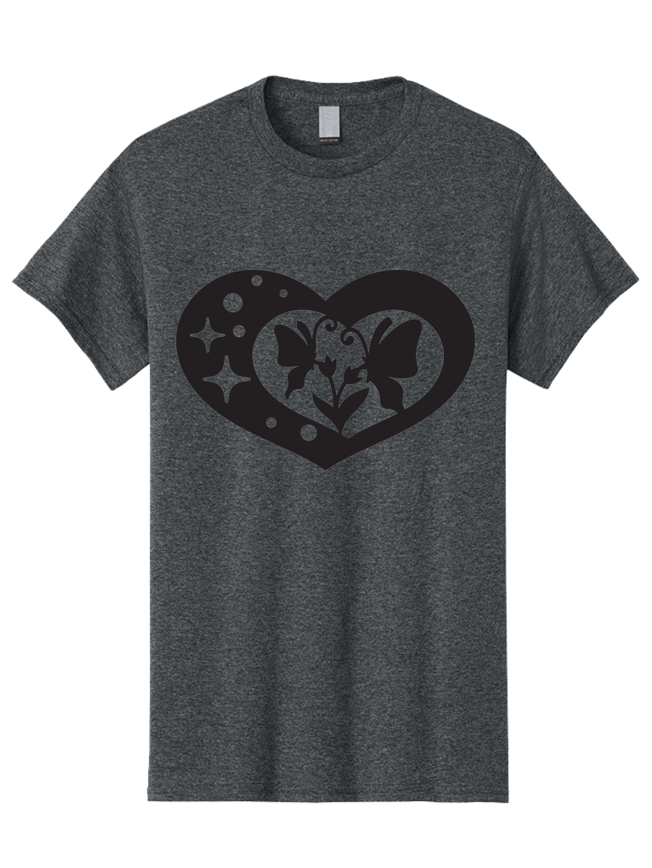 Butterfly-Heart Men'S Graphic Tee, 100% Cotton, Comfortable Casual Summer Wear, Machine Washable, Heart Shape, Butterfly Silhouette, Floral Design, Whimsical Graphics, Decorative Art, Symbolic Heart, Nature-Inspired, Mystical Charm, Aab259 7