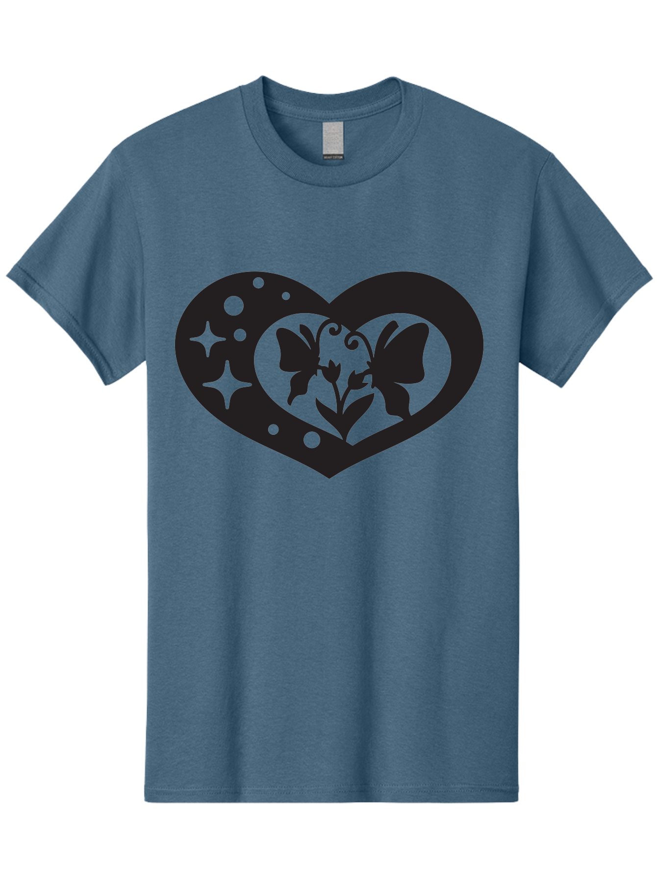 Butterfly-Heart Men'S Graphic Tee, 100% Cotton, Comfortable Casual Summer Wear, Machine Washable, Heart Shape, Butterfly Silhouette, Floral Design, Whimsical Graphics, Decorative Art, Symbolic Heart, Nature-Inspired, Mystical Charm, Aab259 11