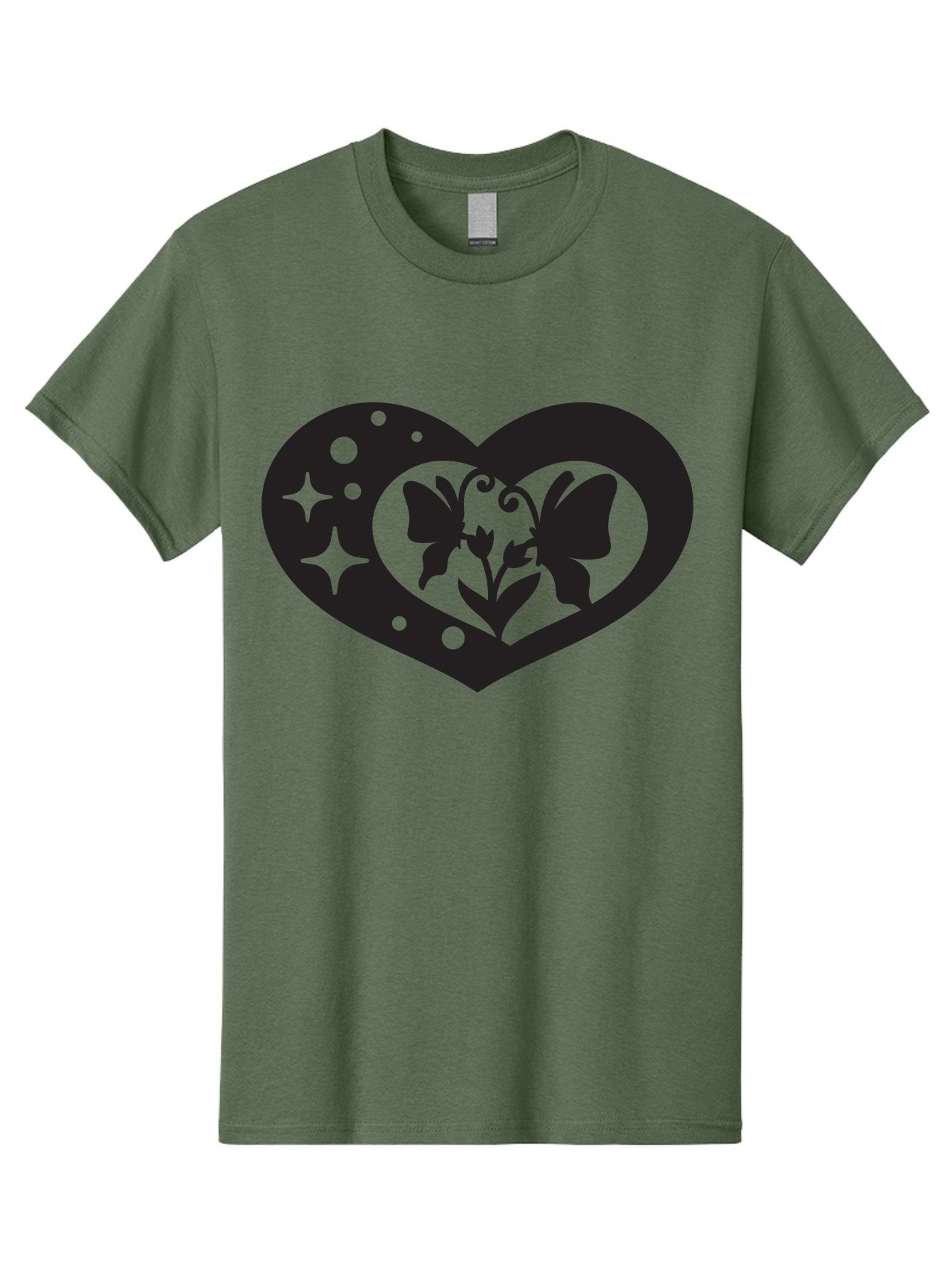 Butterfly-Heart Men'S Graphic Tee, 100% Cotton, Comfortable Casual Summer Wear, Machine Washable, Heart Shape, Butterfly Silhouette, Floral Design, Whimsical Graphics, Decorative Art, Symbolic Heart, Nature-Inspired, Mystical Charm, Aab259 5