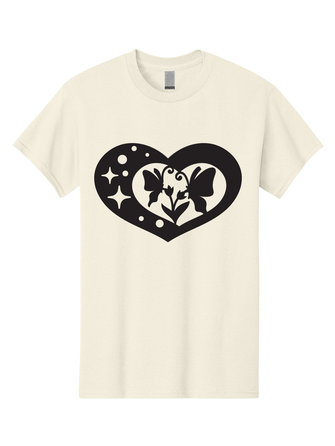 Butterfly-Heart Men'S Graphic Tee, 100% Cotton, Comfortable Casual Summer Wear, Machine Washable, Heart Shape, Butterfly Silhouette, Floral Design, Whimsical Graphics, Decorative Art, Symbolic Heart, Nature-Inspired, Mystical Charm, Aab259 7