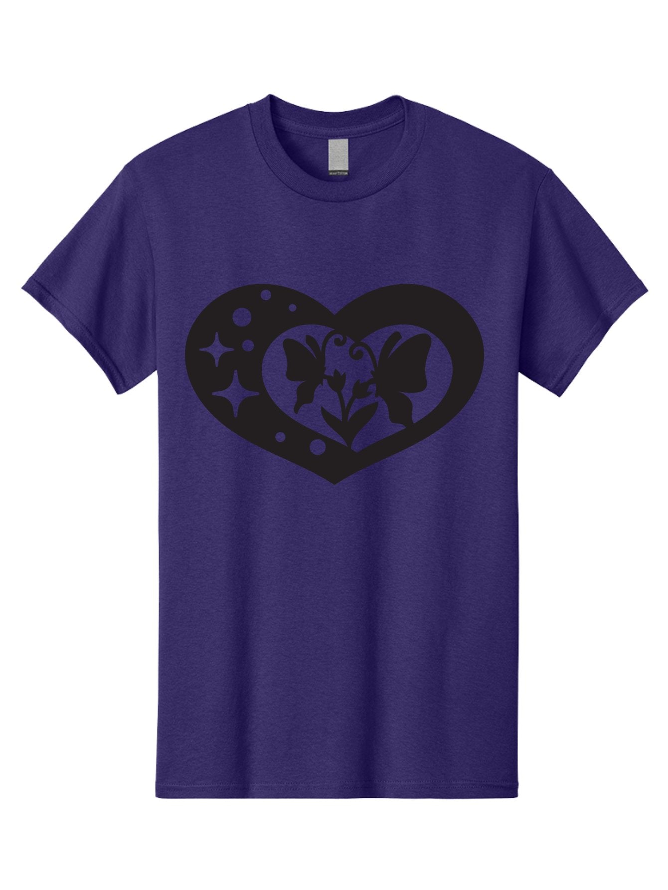 Butterfly-Heart Men'S Graphic Tee, 100% Cotton, Comfortable Casual Summer Wear, Machine Washable, Heart Shape, Butterfly Silhouette, Floral Design, Whimsical Graphics, Decorative Art, Symbolic Heart, Nature-Inspired, Mystical Charm, Aab259 9