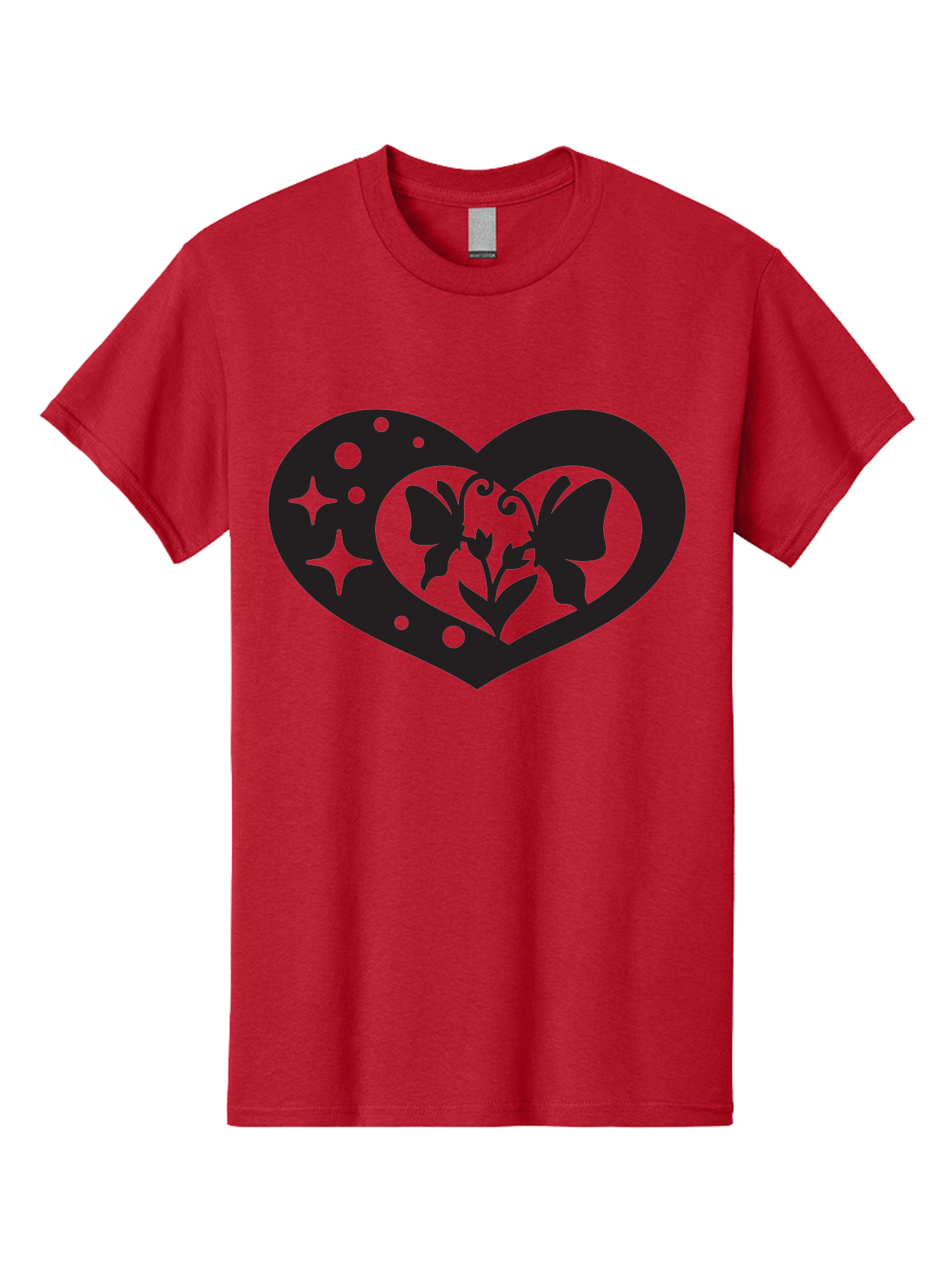 Butterfly-Heart Men'S Graphic Tee, 100% Cotton, Comfortable Casual Summer Wear, Machine Washable, Heart Shape, Butterfly Silhouette, Floral Design, Whimsical Graphics, Decorative Art, Symbolic Heart, Nature-Inspired, Mystical Charm, Aab259 23