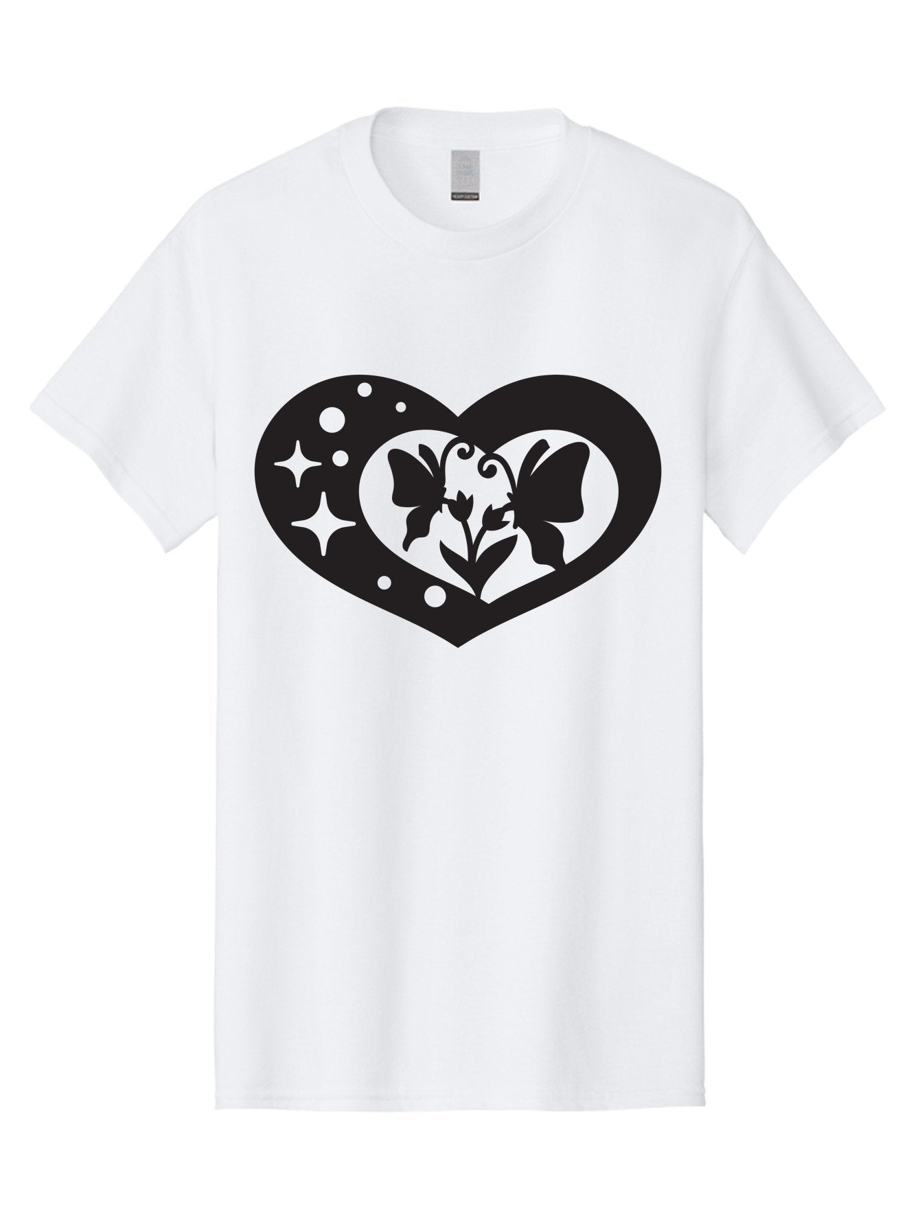 Butterfly-Heart Men'S Graphic Tee, 100% Cotton, Comfortable Casual Summer Wear, Machine Washable, Heart Shape, Butterfly Silhouette, Floral Design, Whimsical Graphics, Decorative Art, Symbolic Heart, Nature-Inspired, Mystical Charm, Aab259 10